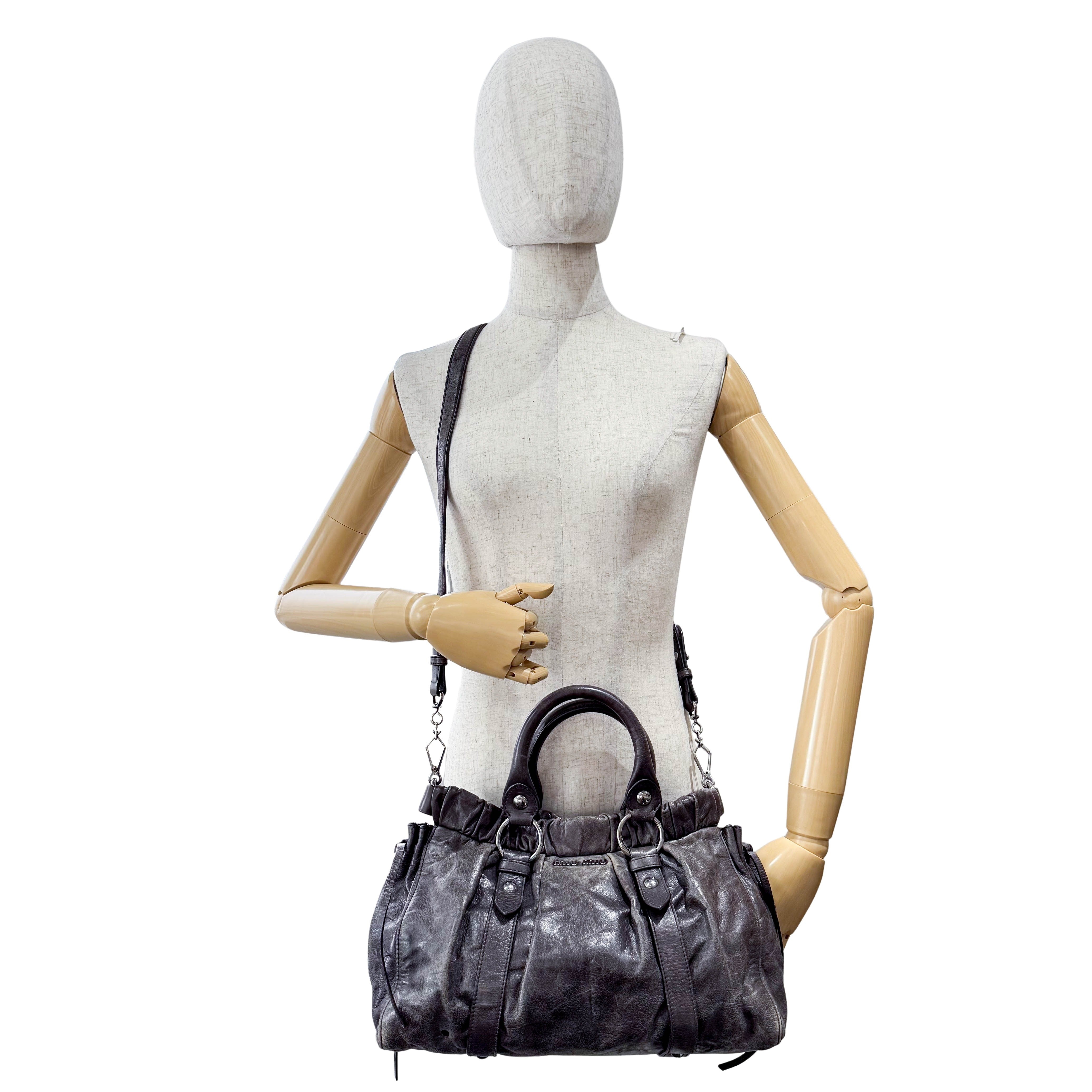 Vitello Bauletto Dark Brown Leather Handle/Shoulder Bag