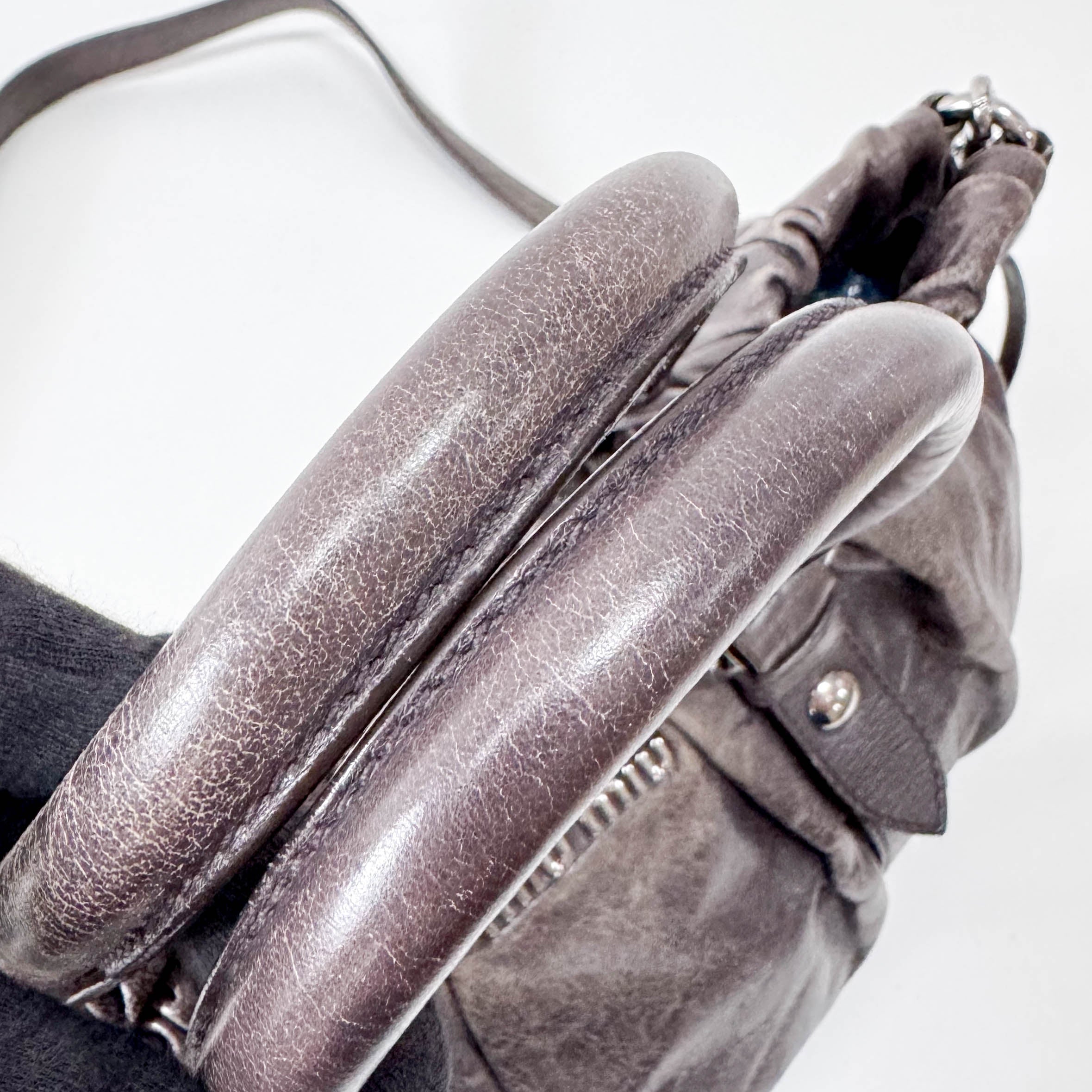 Vitello Bauletto Dark Brown Leather Handle/Shoulder Bag