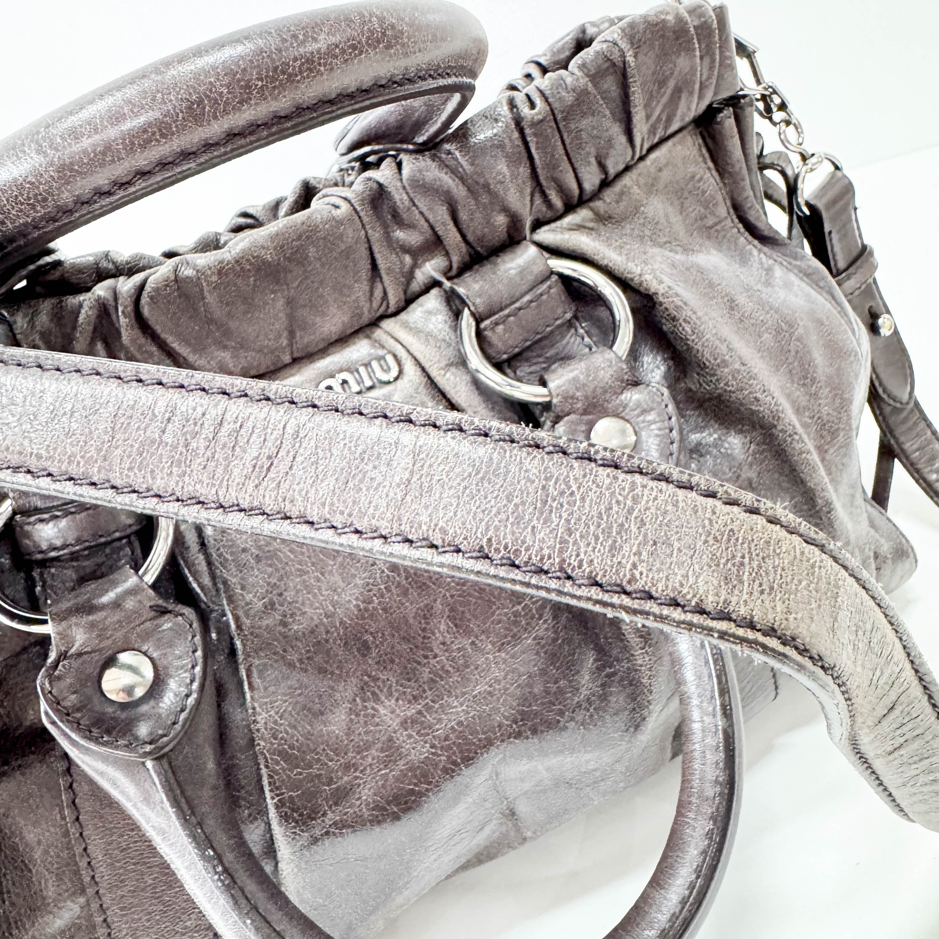 Vitello Bauletto Dark Brown Leather Handle/Shoulder Bag