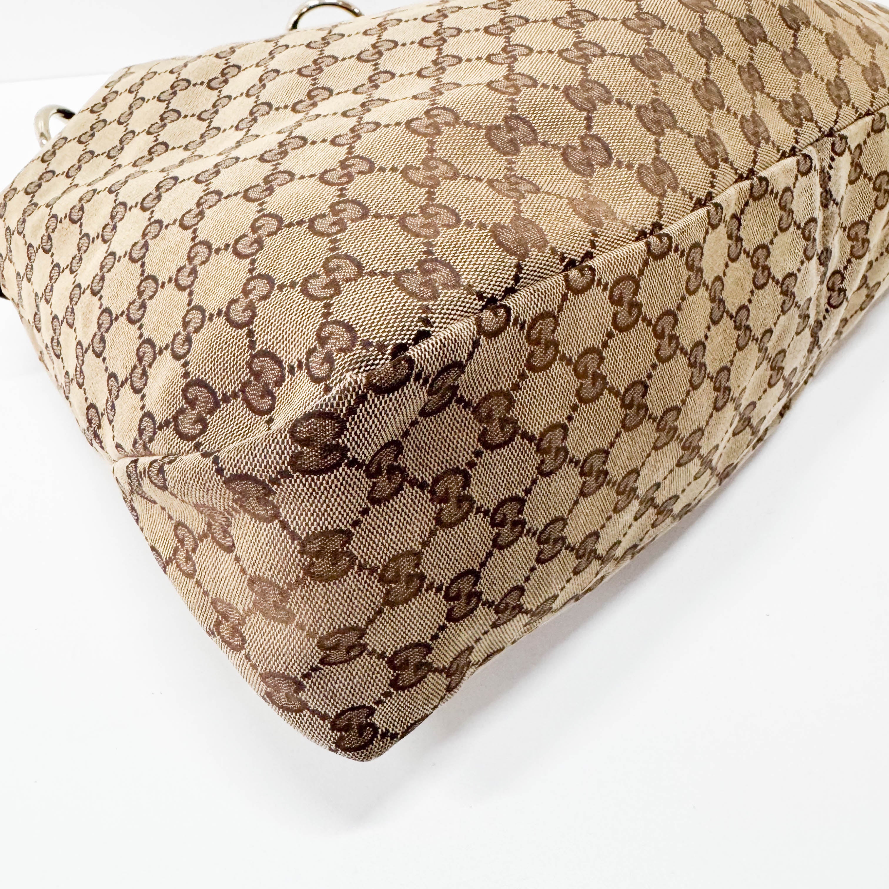 Horsebit GG Canvas Brown Large Hobo Shoulder Bag Tote