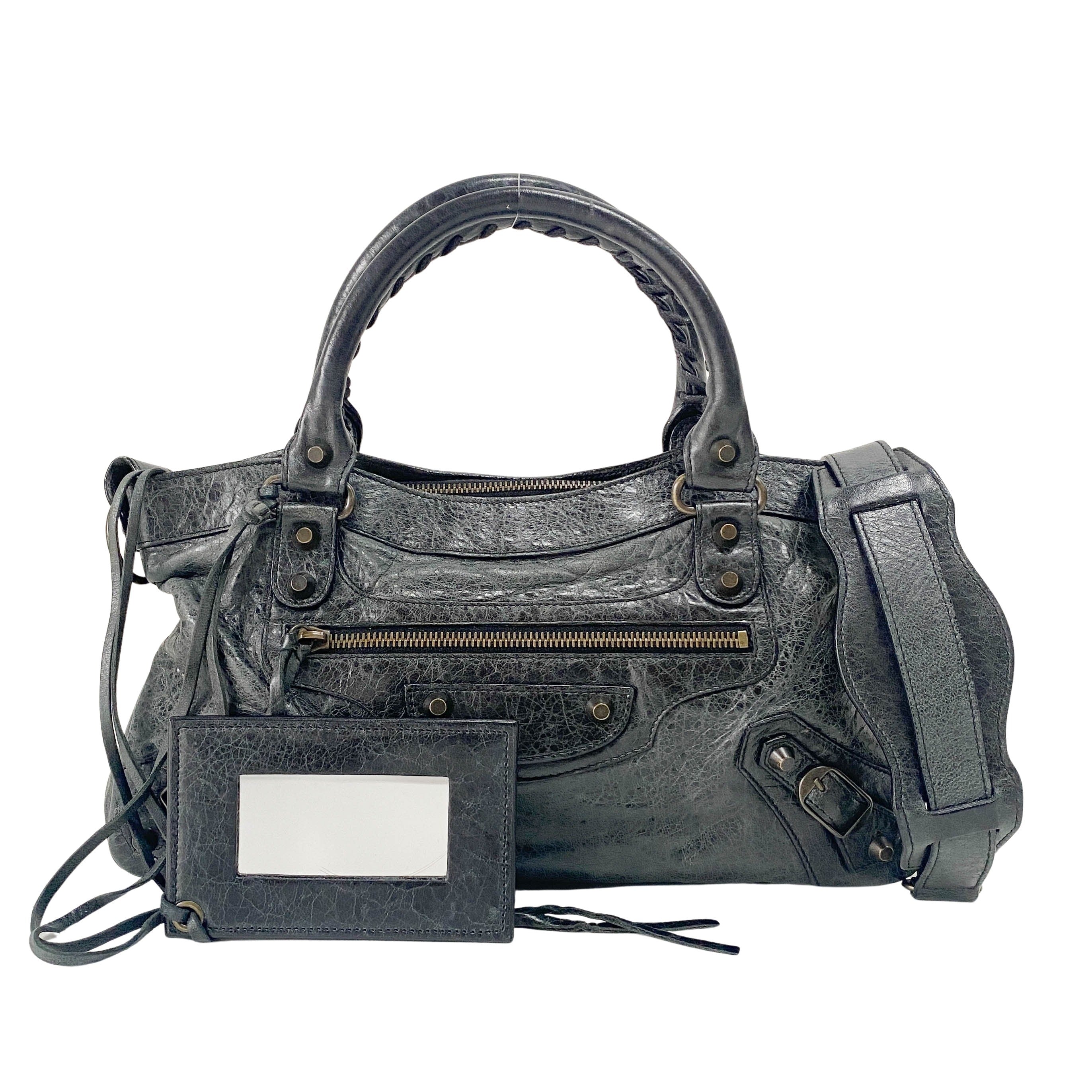 The First Black Leather Two Way Bag