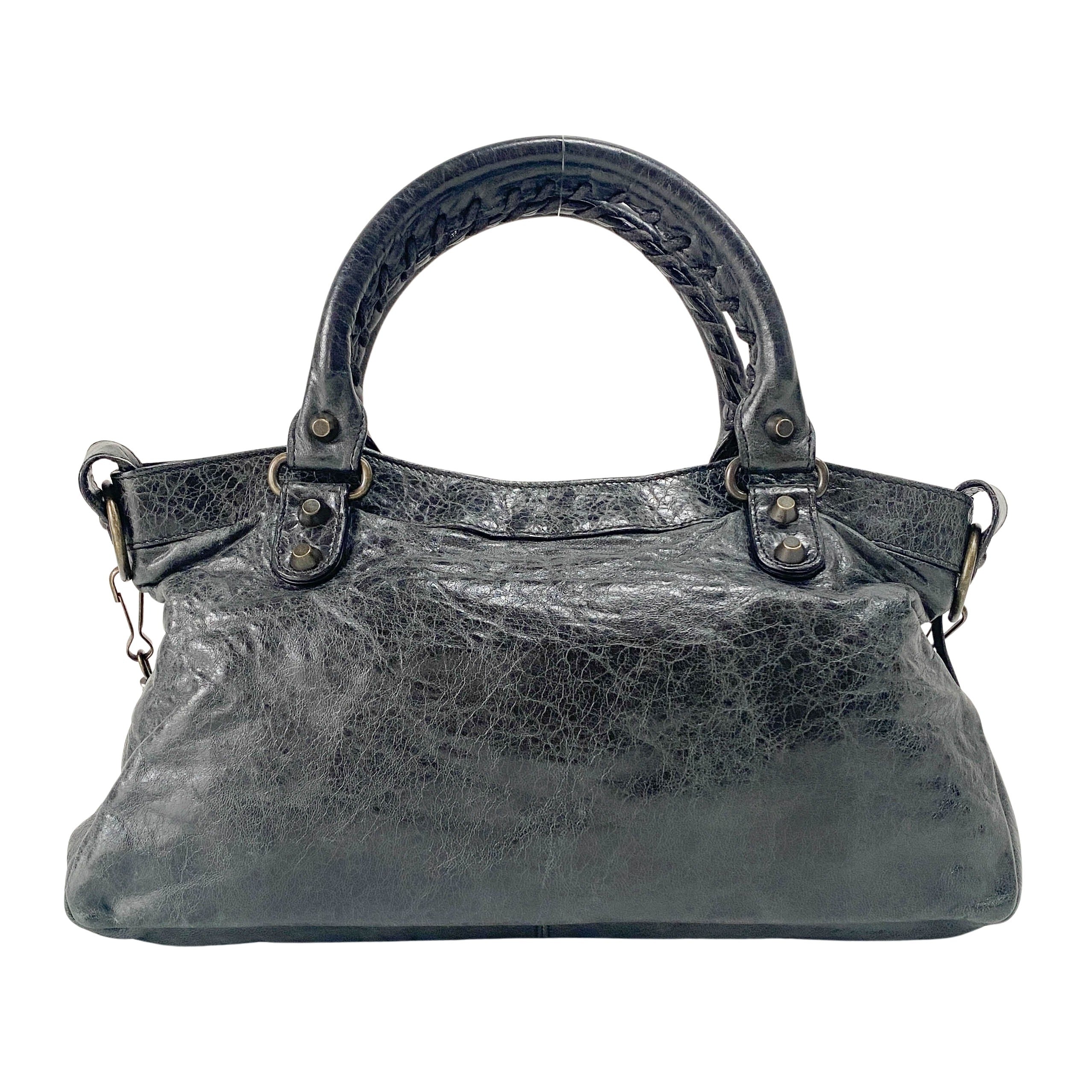 The First Black Leather Two Way Bag