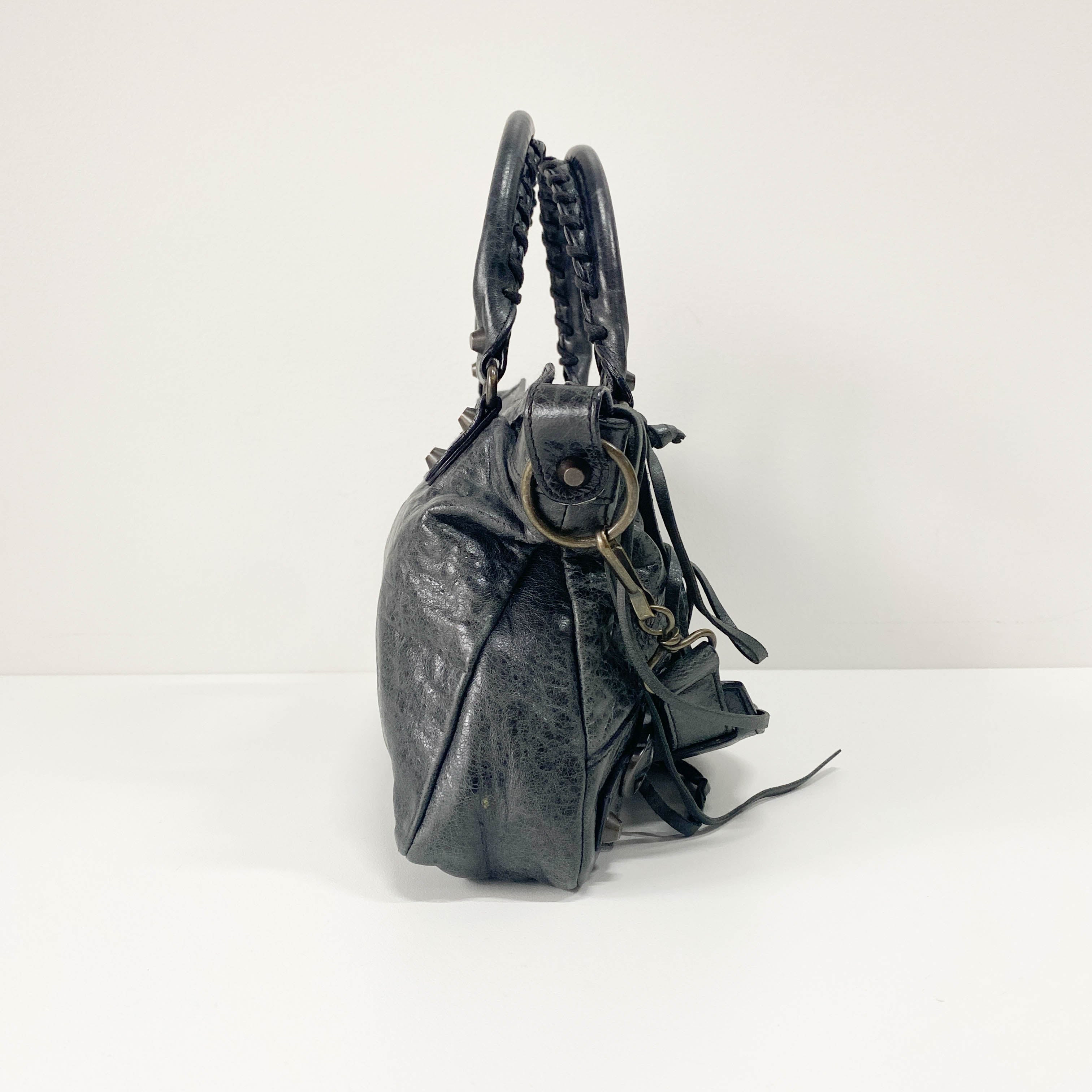 The First Black Leather Two Way Bag
