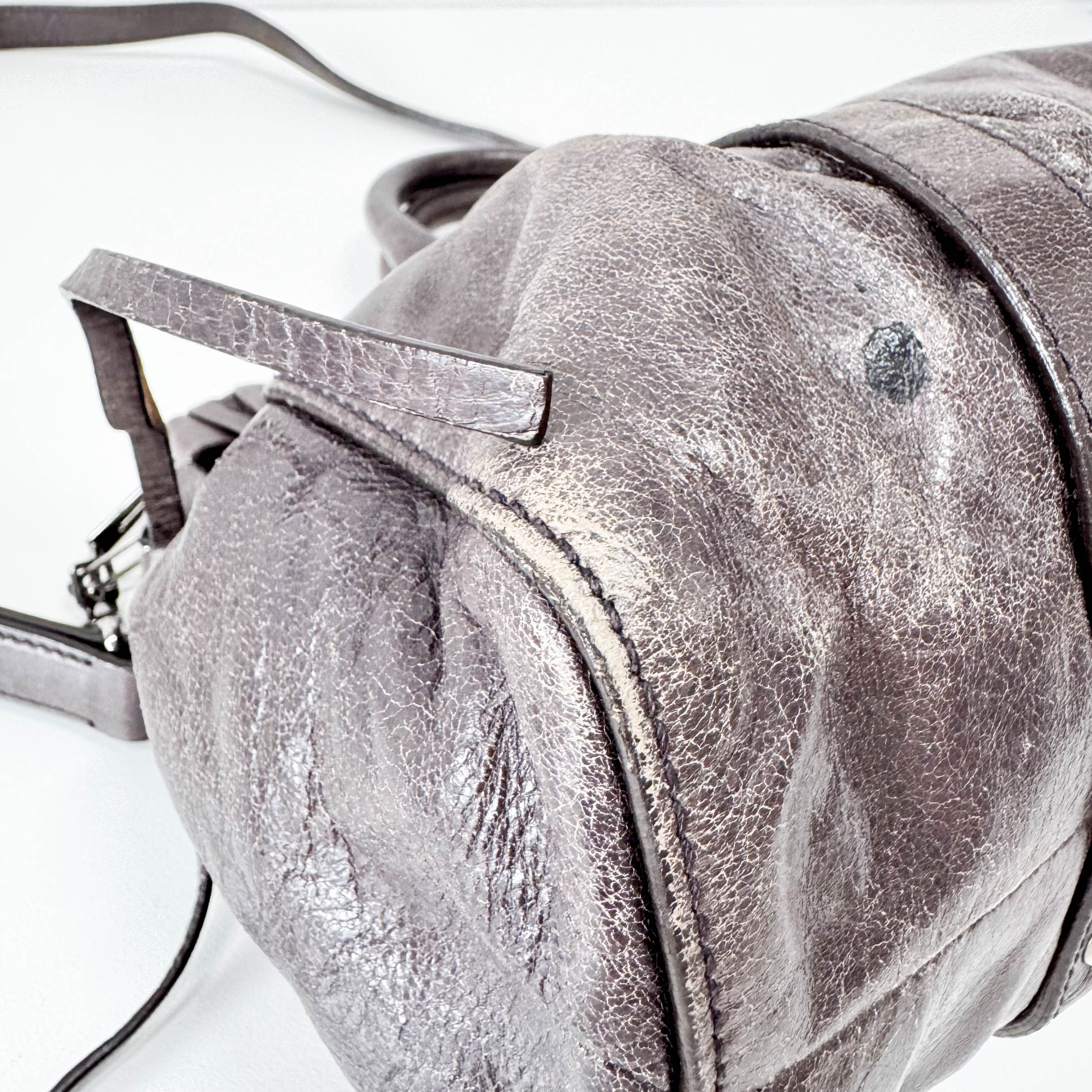 Vitello Bauletto Dark Brown Leather Handle/Shoulder Bag