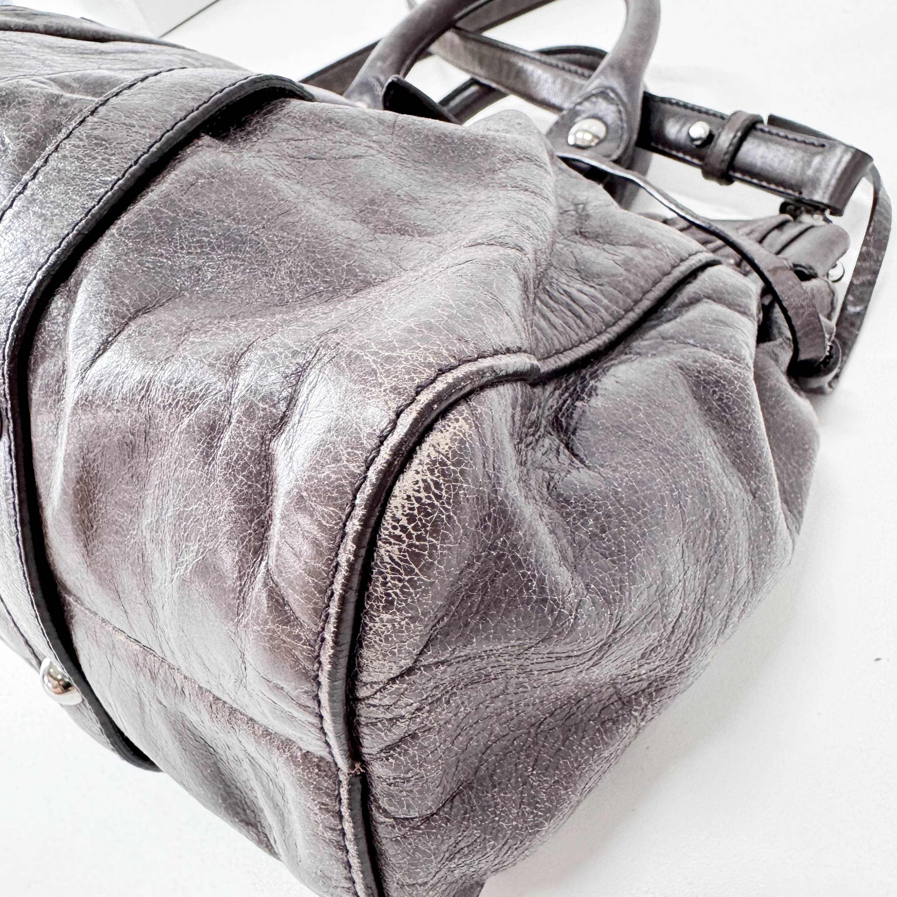 Vitello Bauletto Dark Brown Leather Handle/Shoulder Bag