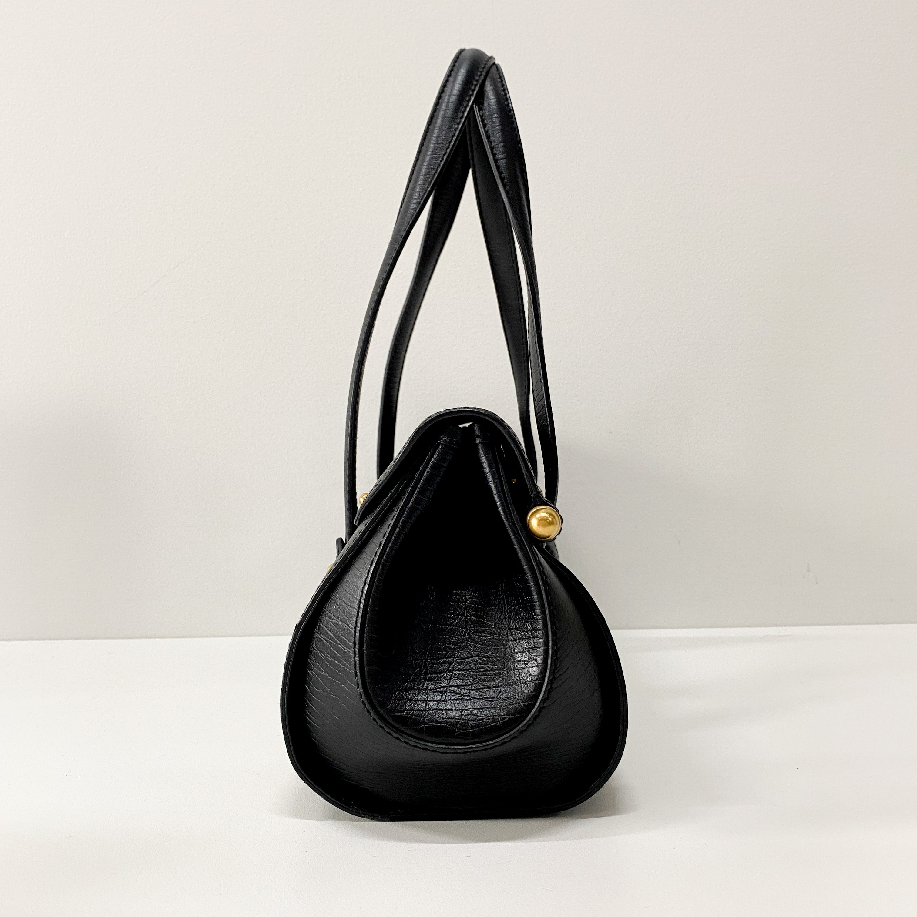 Bamboo Bullet Black Leather Shoulder Bag
