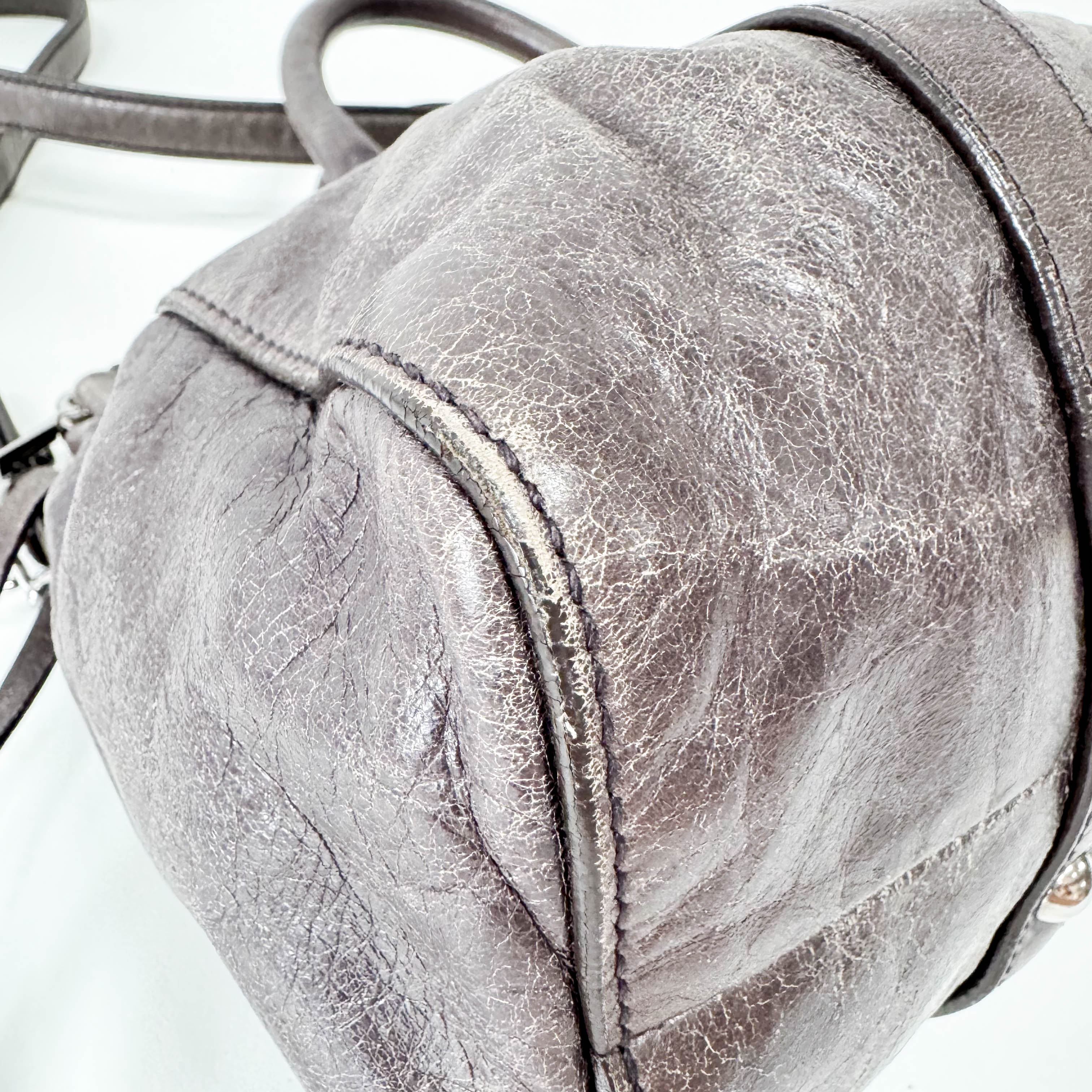 Vitello Bauletto Dark Brown Leather Handle/Shoulder Bag