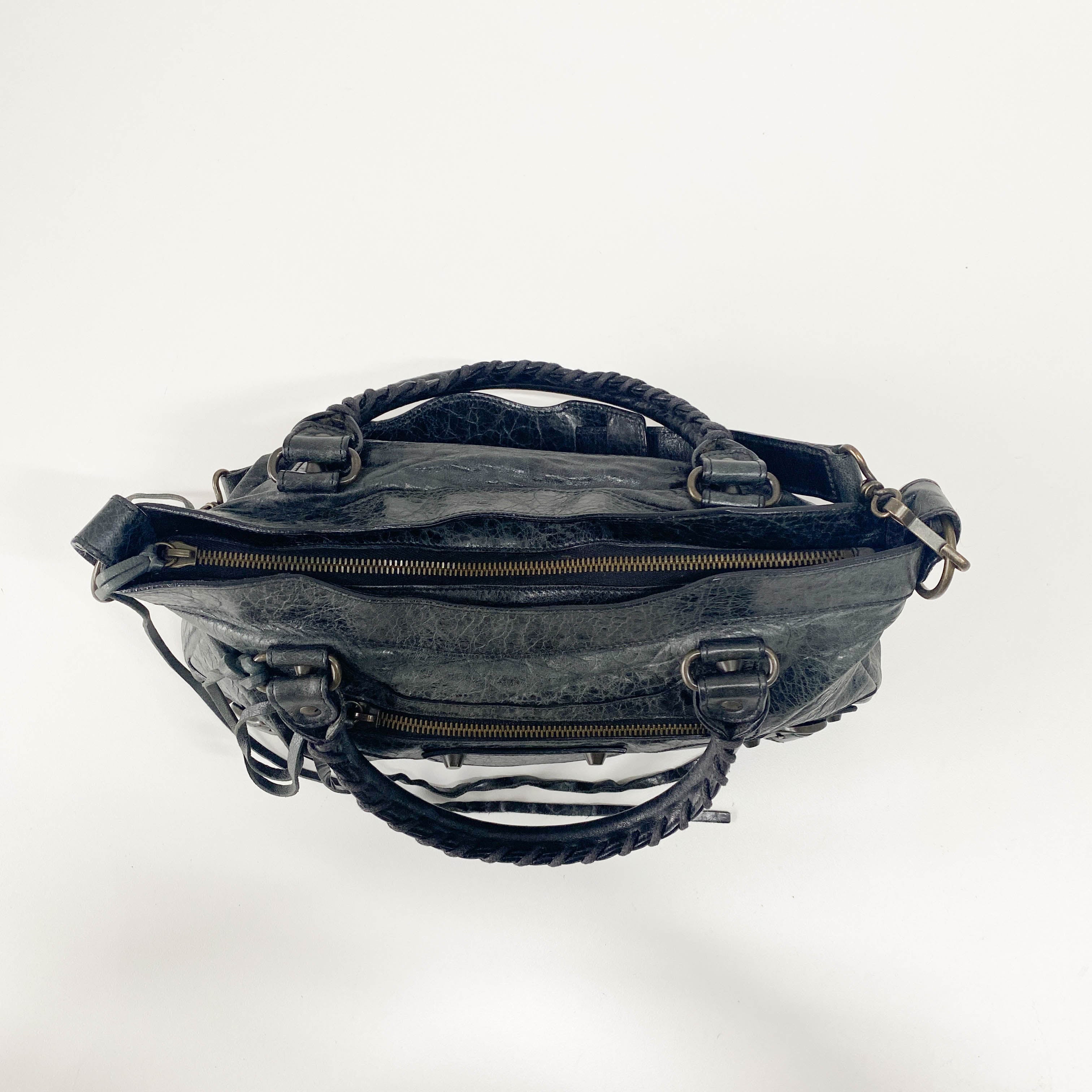 The First Black Leather Two Way Bag