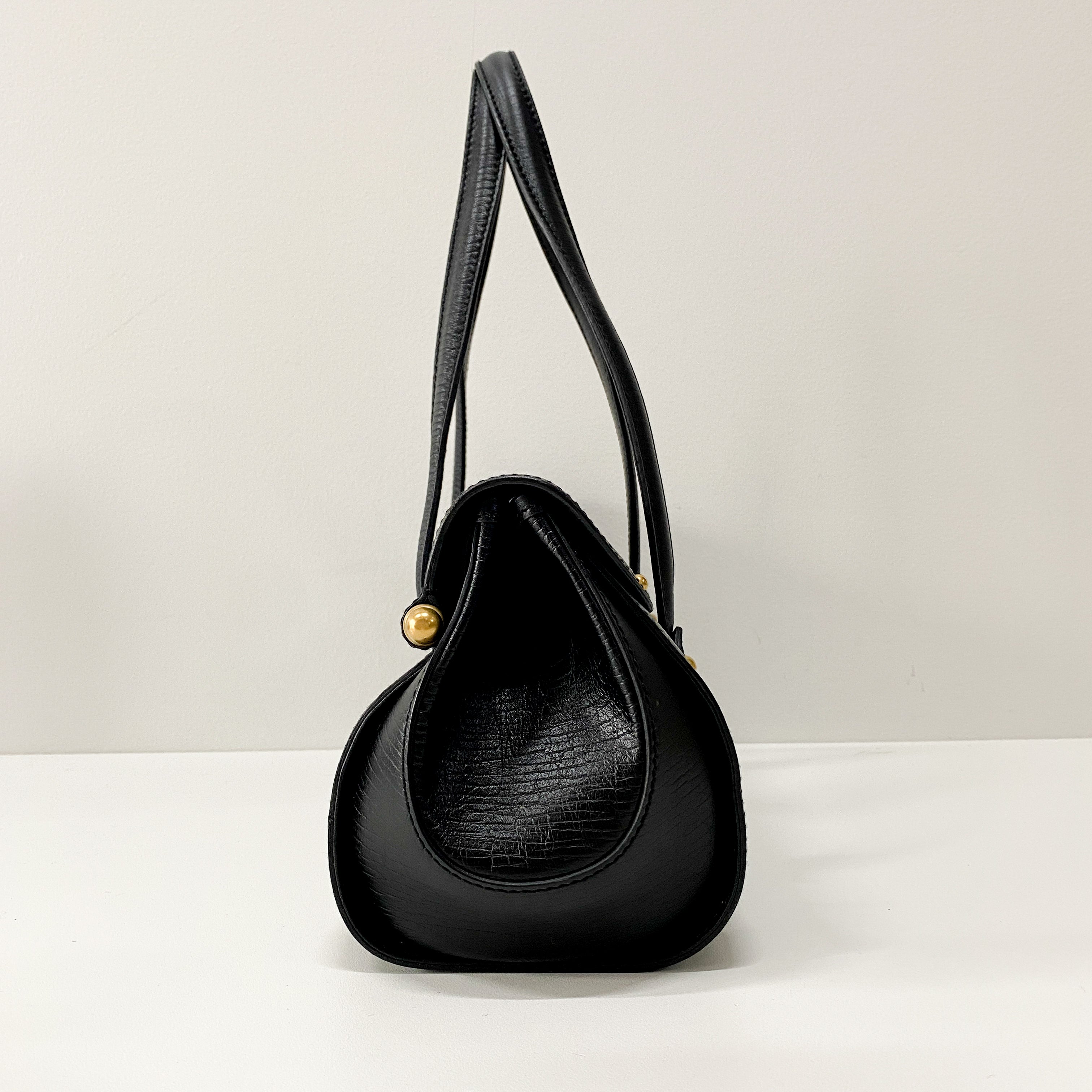 Bamboo Bullet Black Leather Shoulder Bag