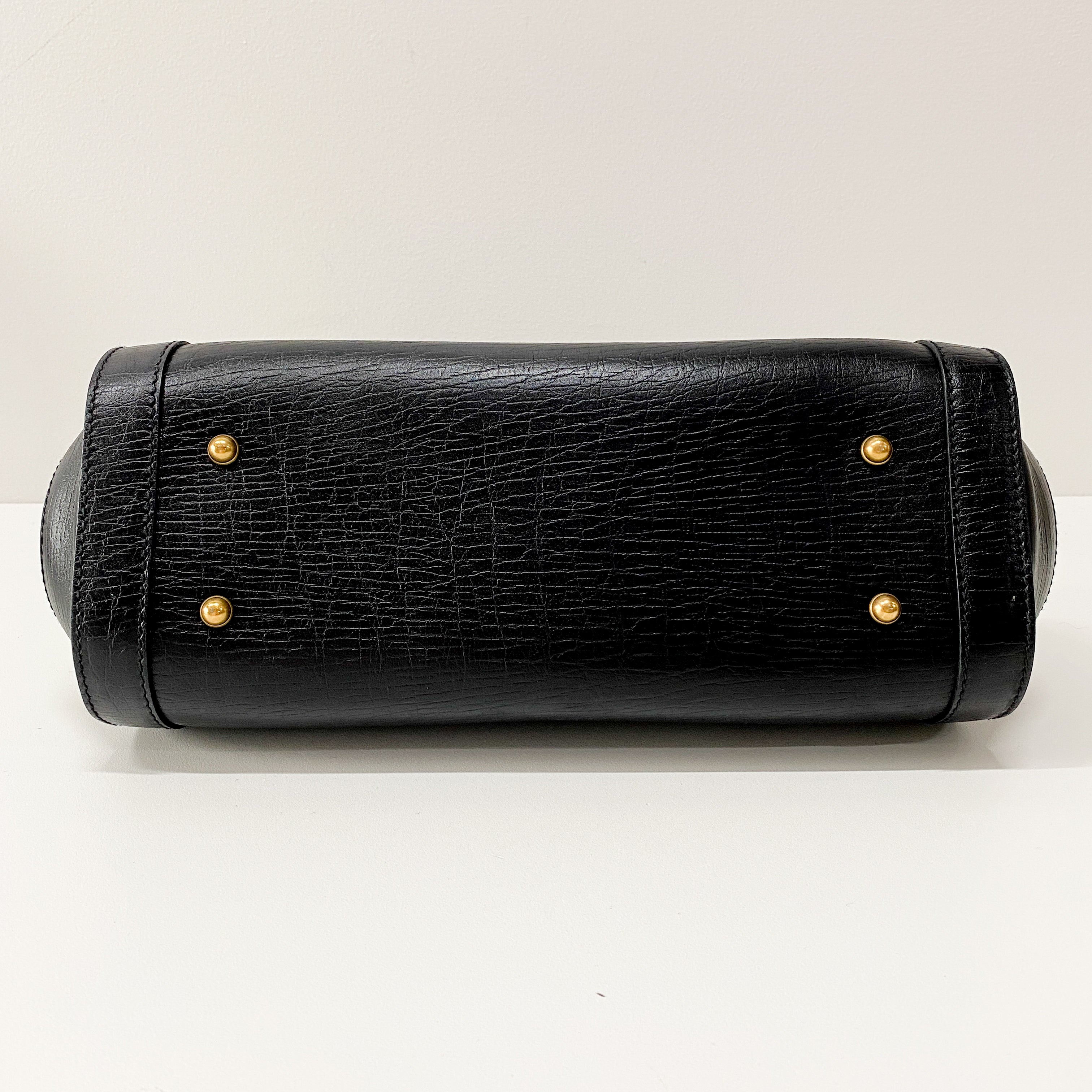 Bamboo Bullet Black Leather Shoulder Bag