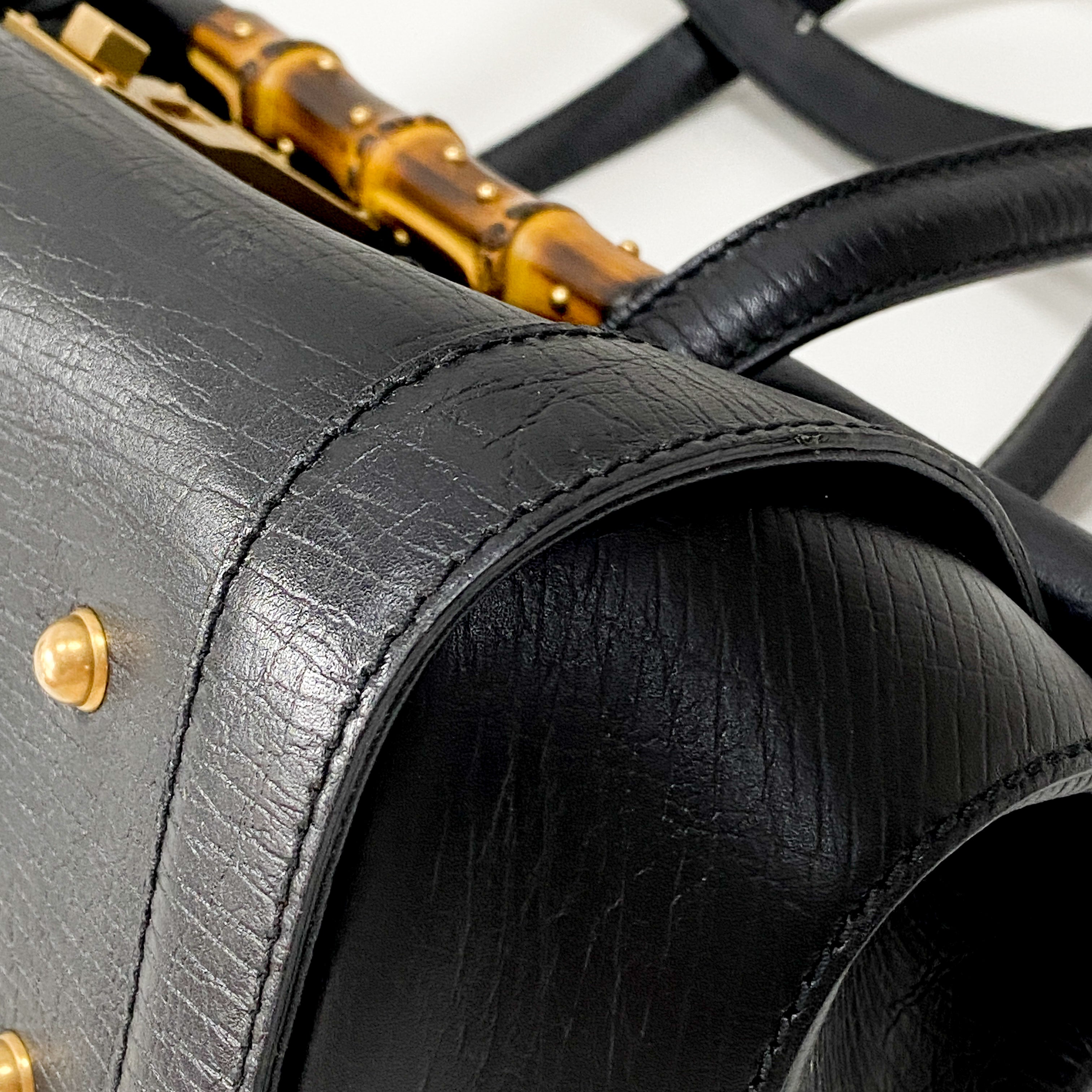Bamboo Bullet Black Leather Shoulder Bag