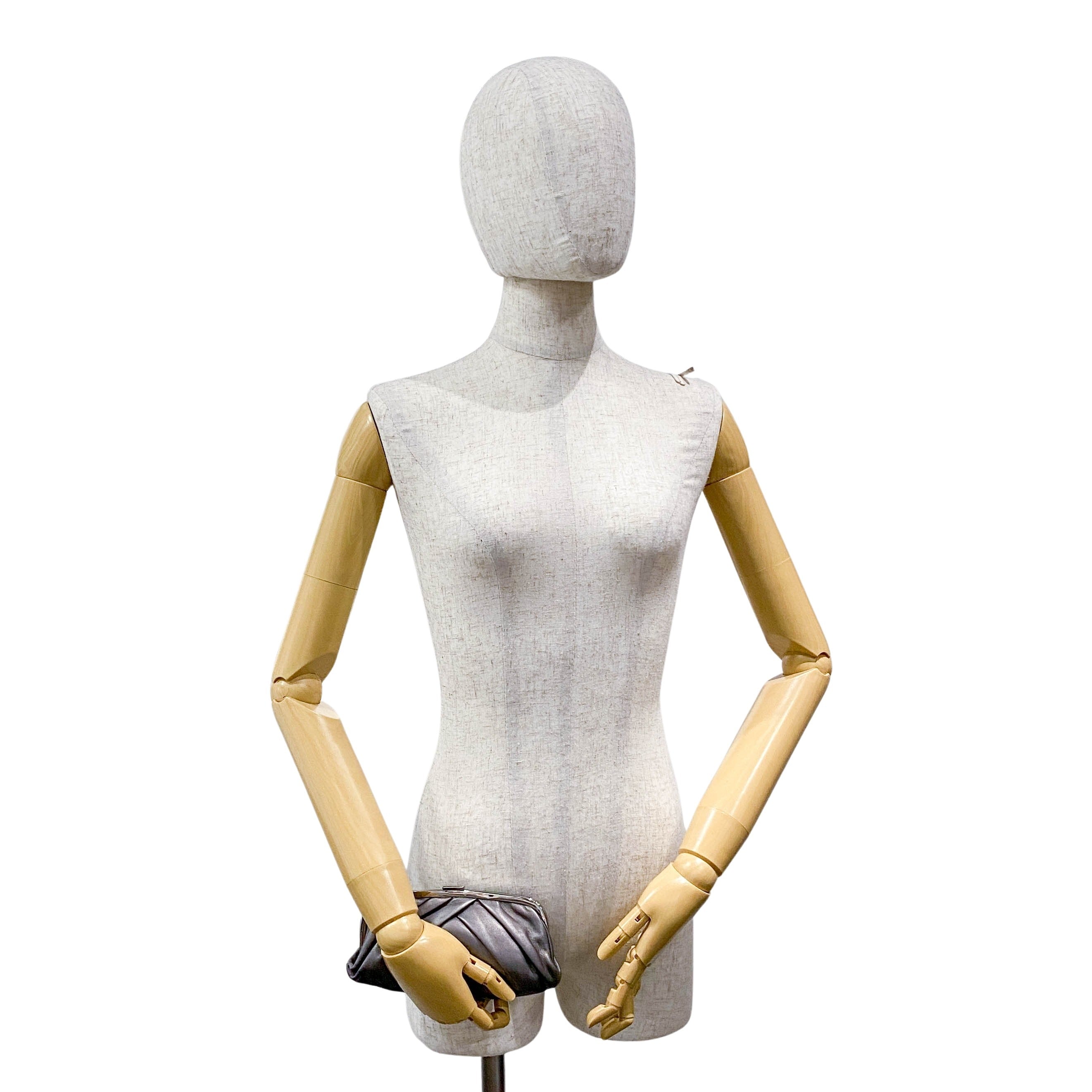 Gathered Metallic Leather Kiss-Lock Pouch