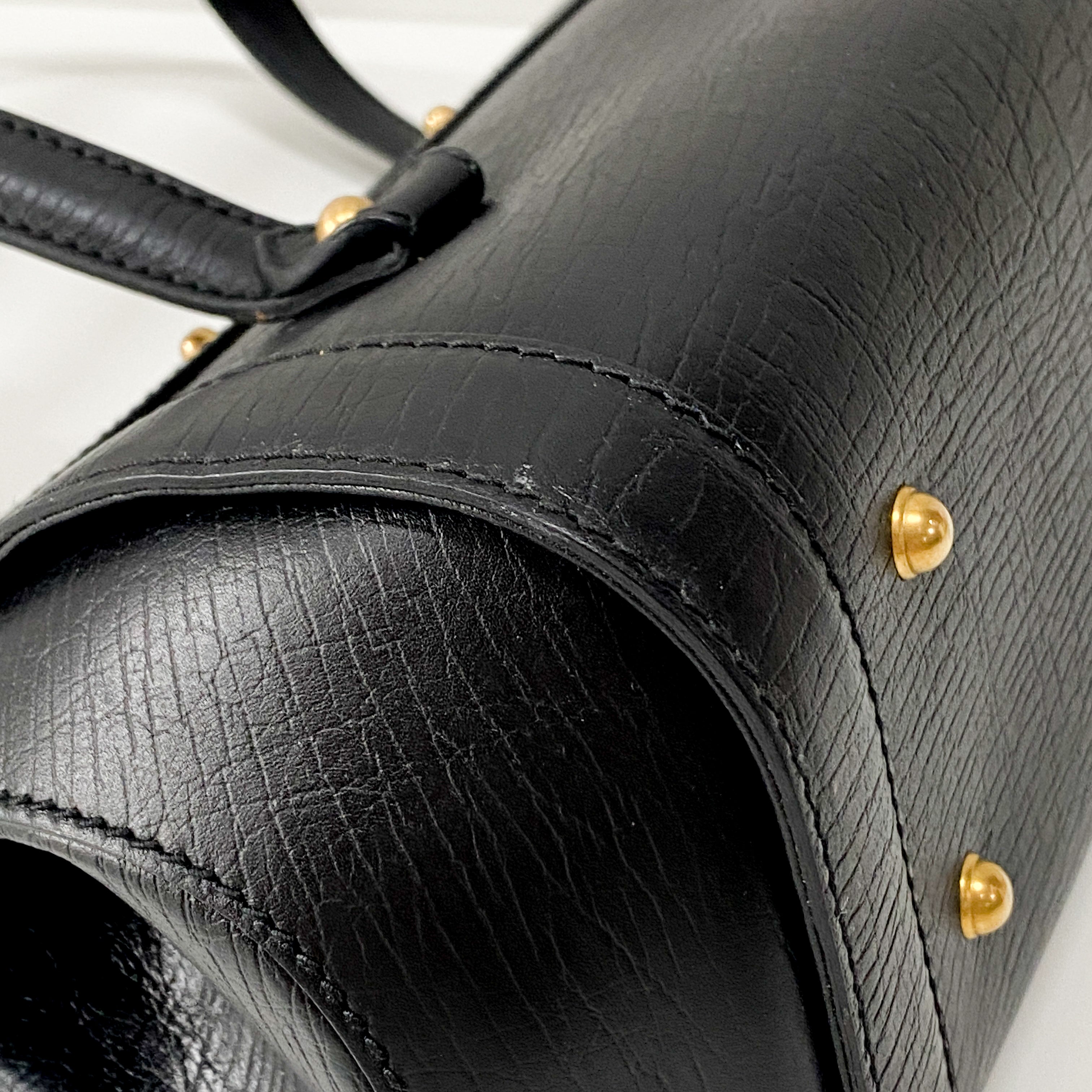 Bamboo Bullet Black Leather Shoulder Bag