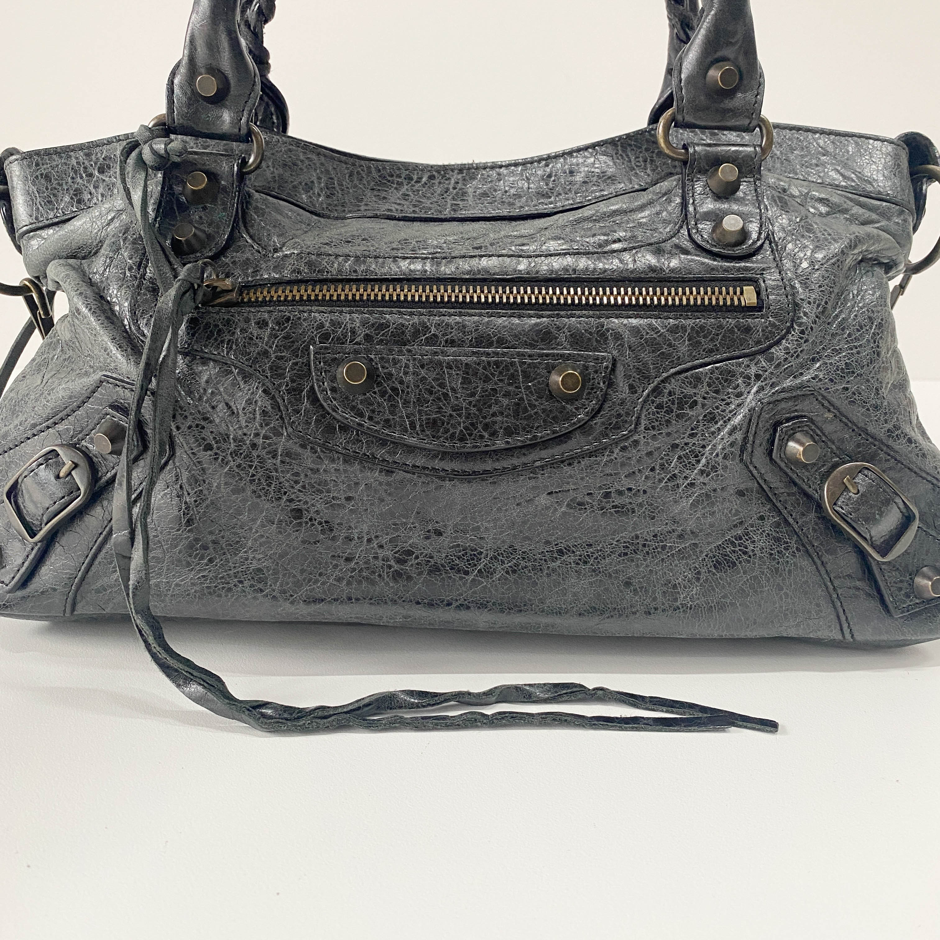 The First Black Leather Two Way Bag