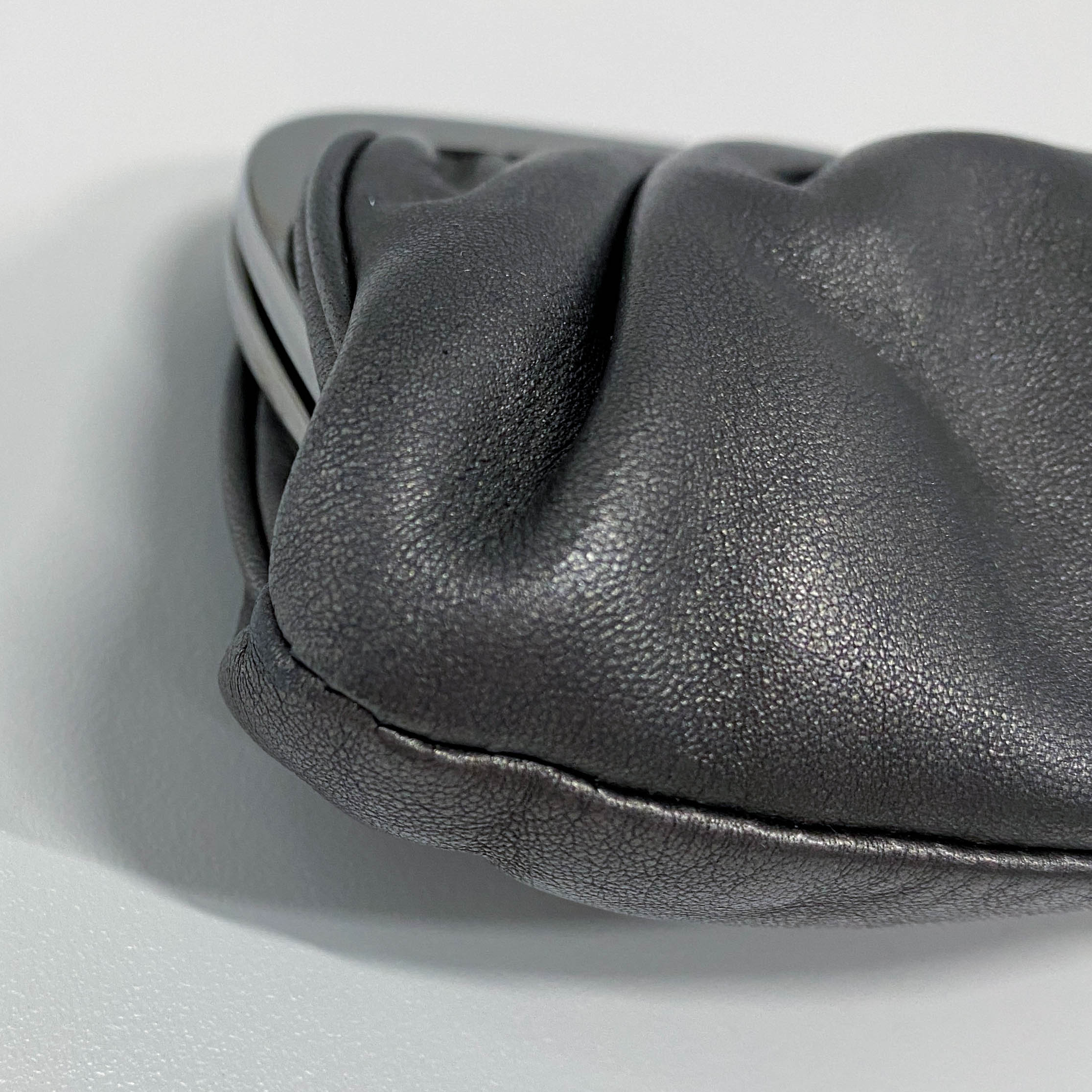 Gathered Metallic Leather Kiss-Lock Pouch