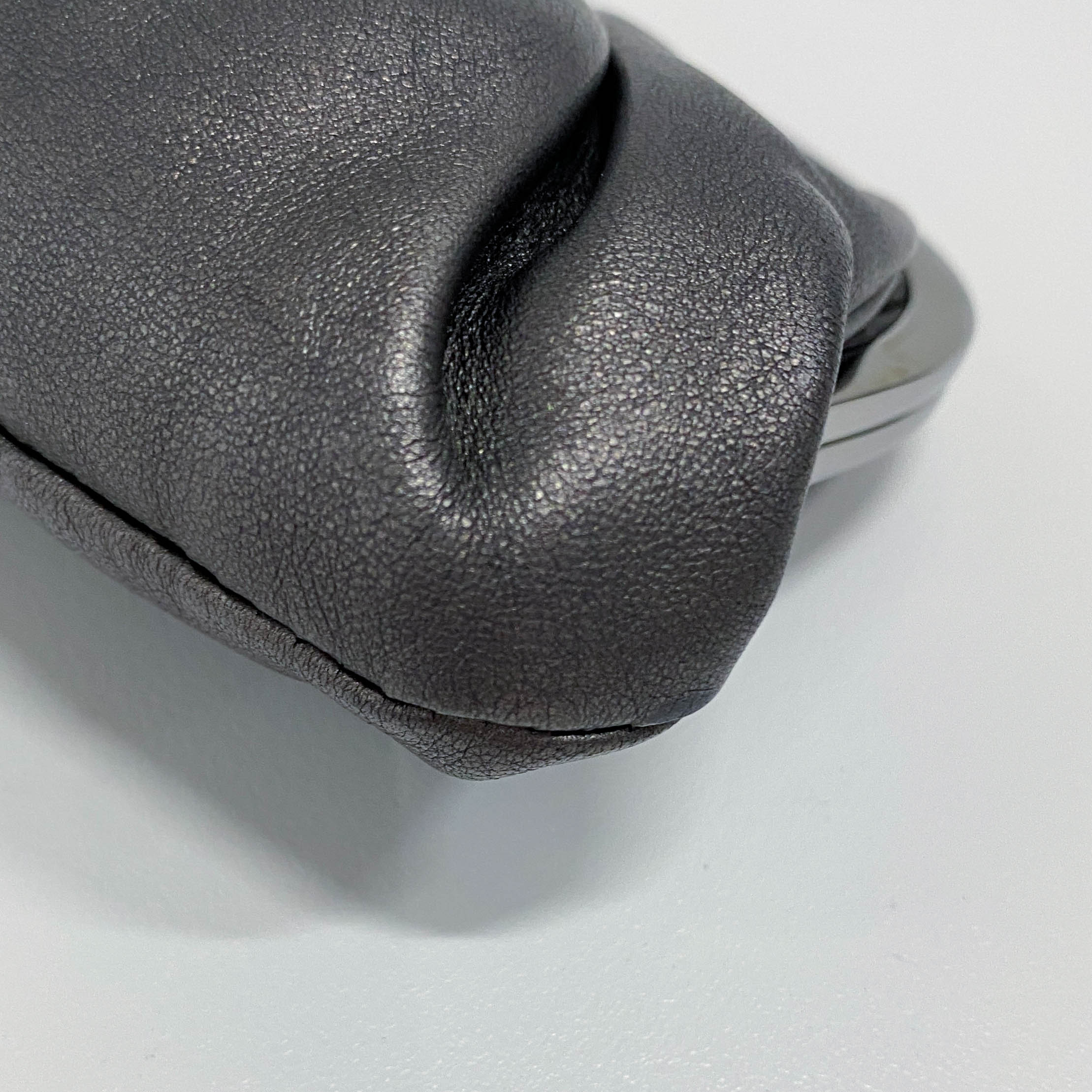 Gathered Metallic Leather Kiss-Lock Pouch