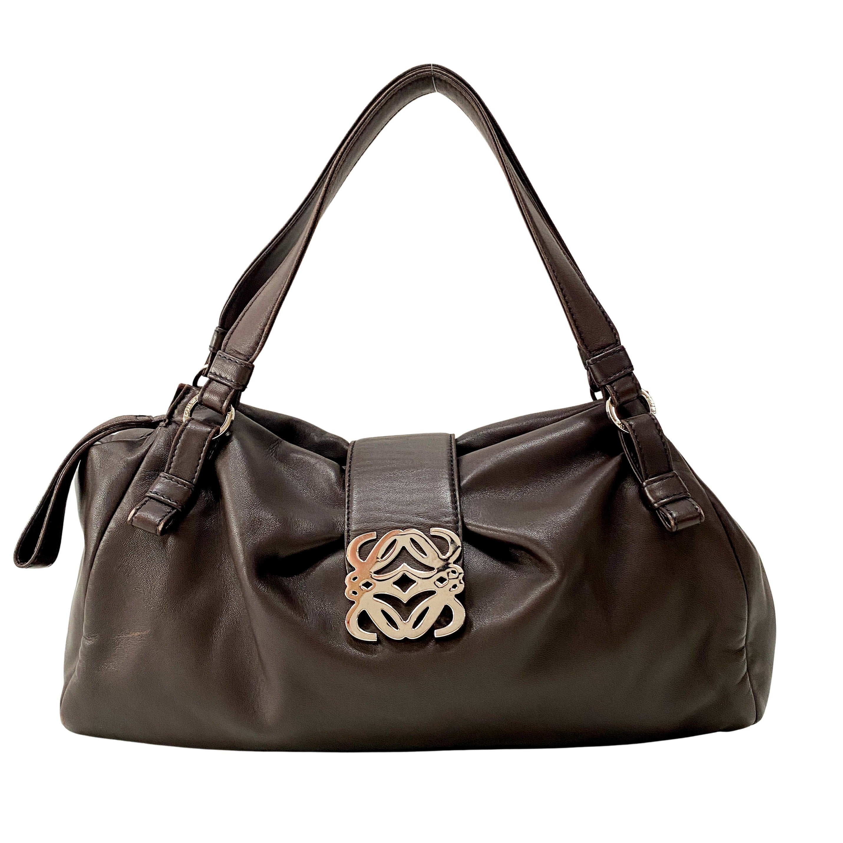 Anagram Brown Leather Shoulder Bag