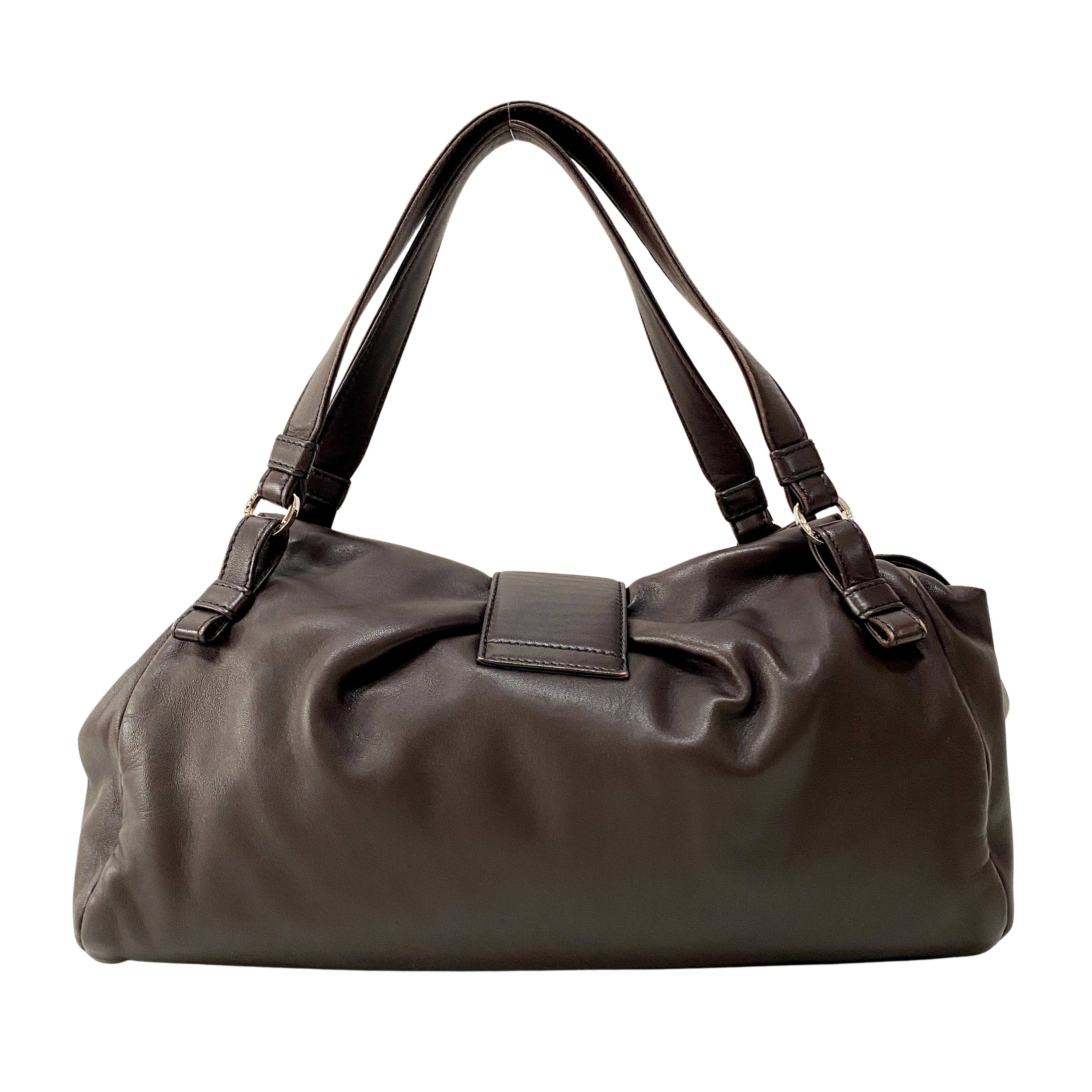 Anagram Brown Leather Shoulder Bag