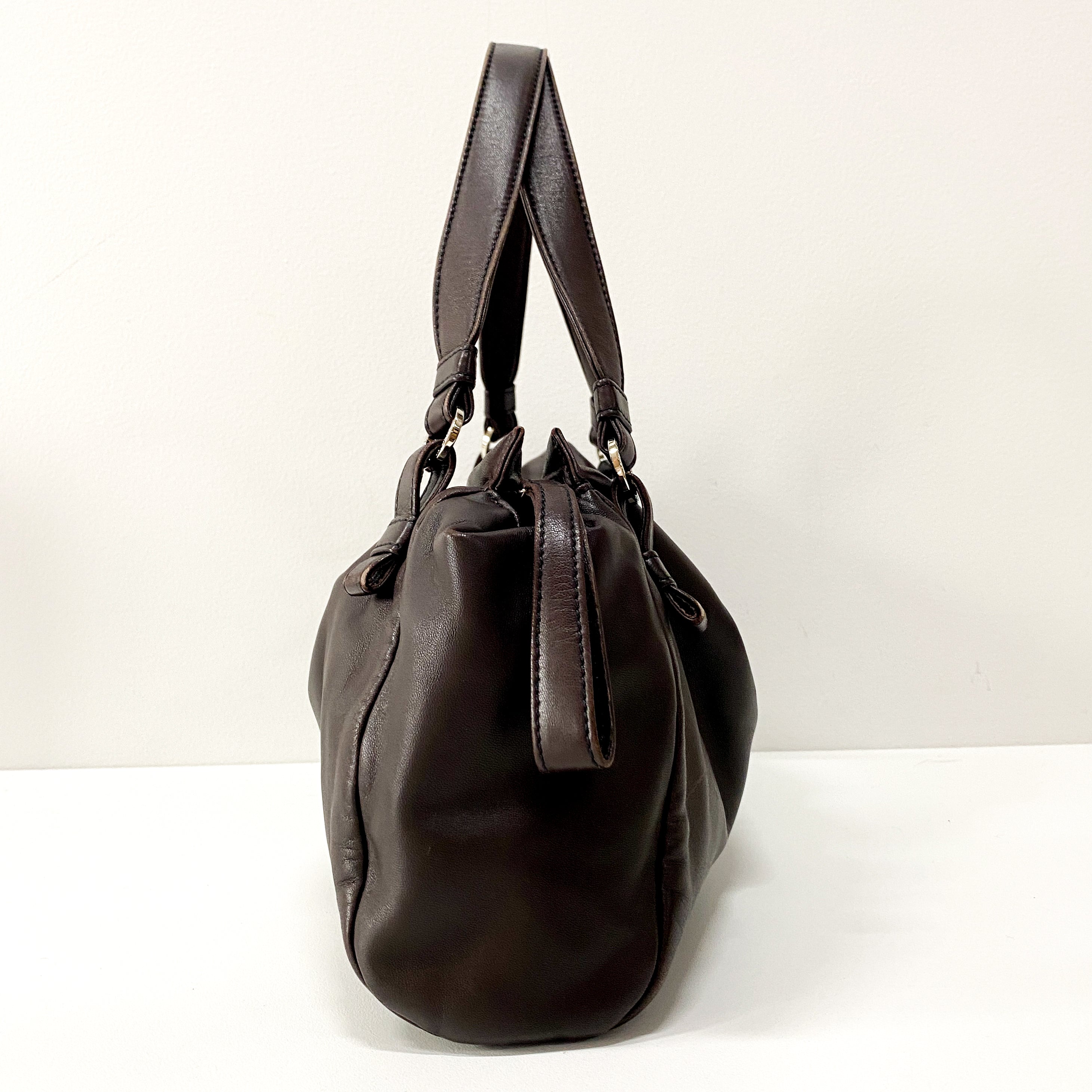 Anagram Brown Leather Shoulder Bag