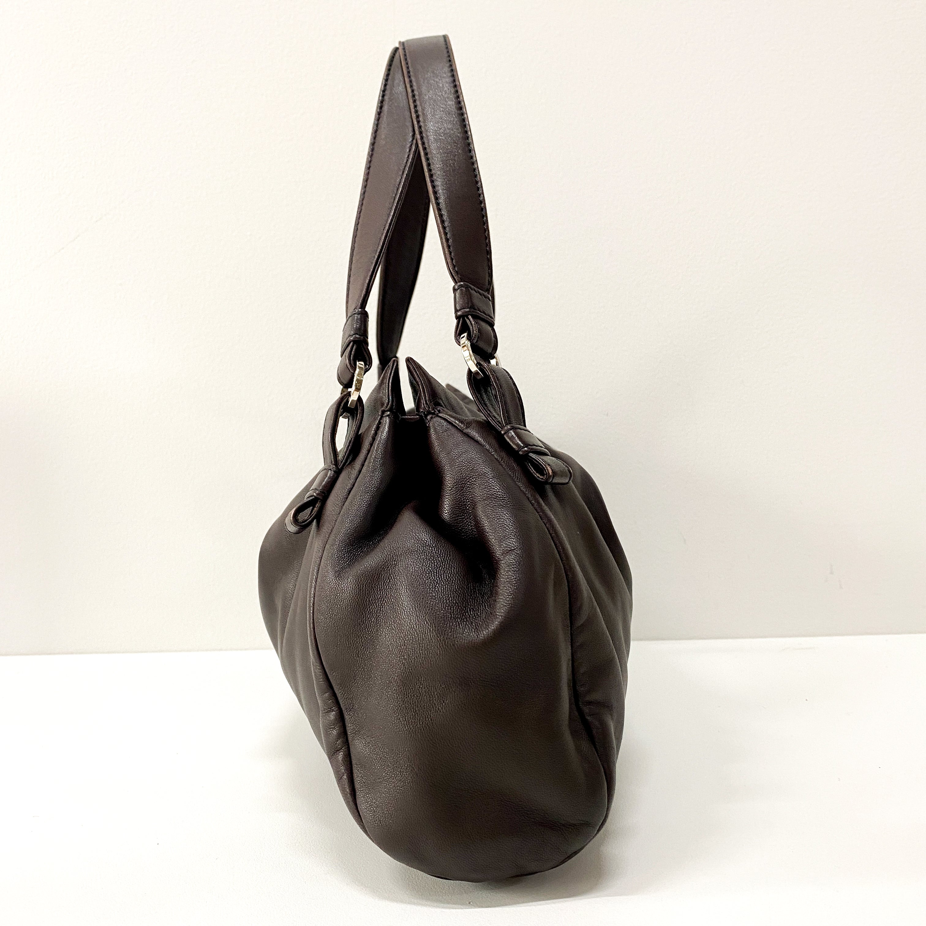 Anagram Brown Leather Shoulder Bag