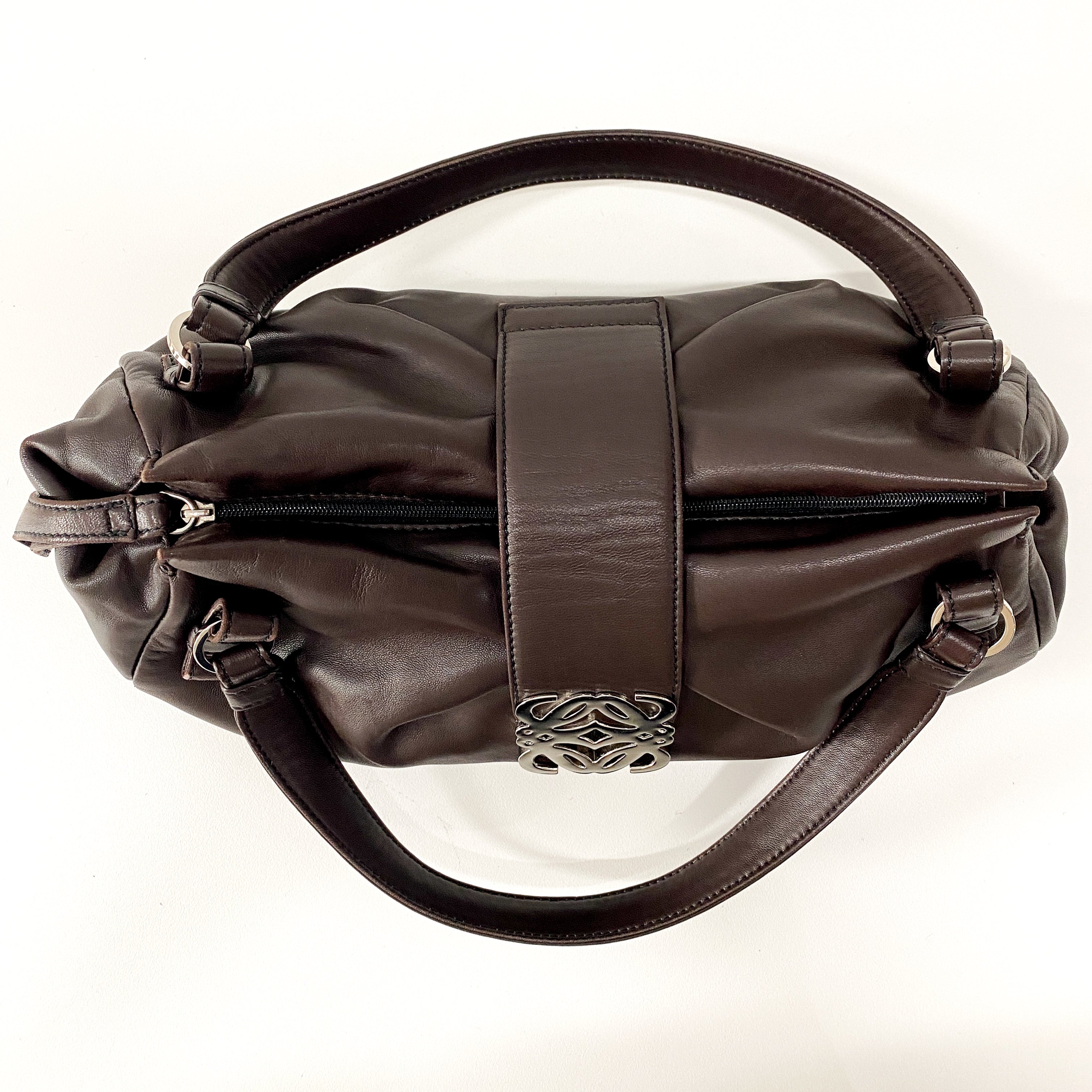 Anagram Brown Leather Shoulder Bag