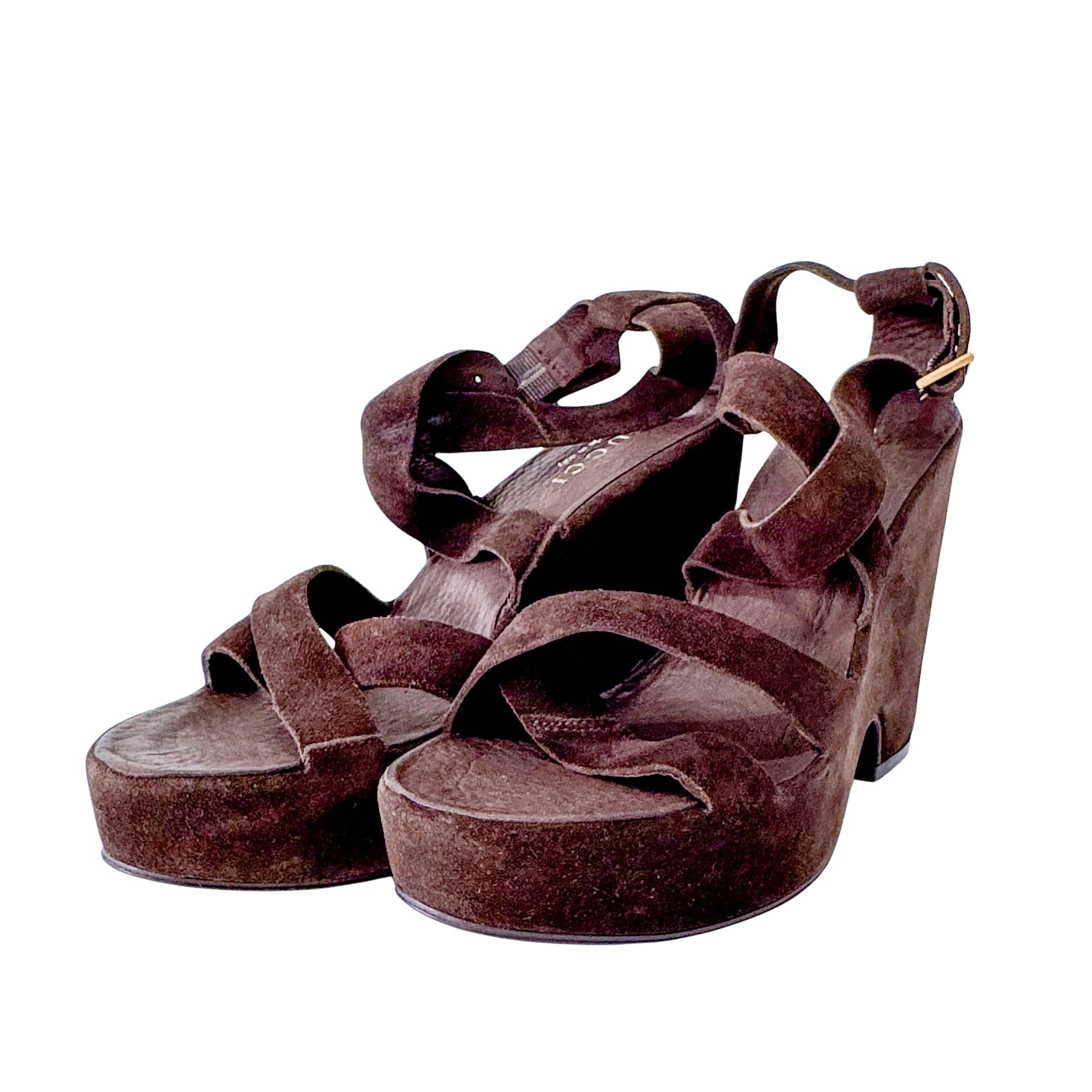 Suede Brown Sandals 37