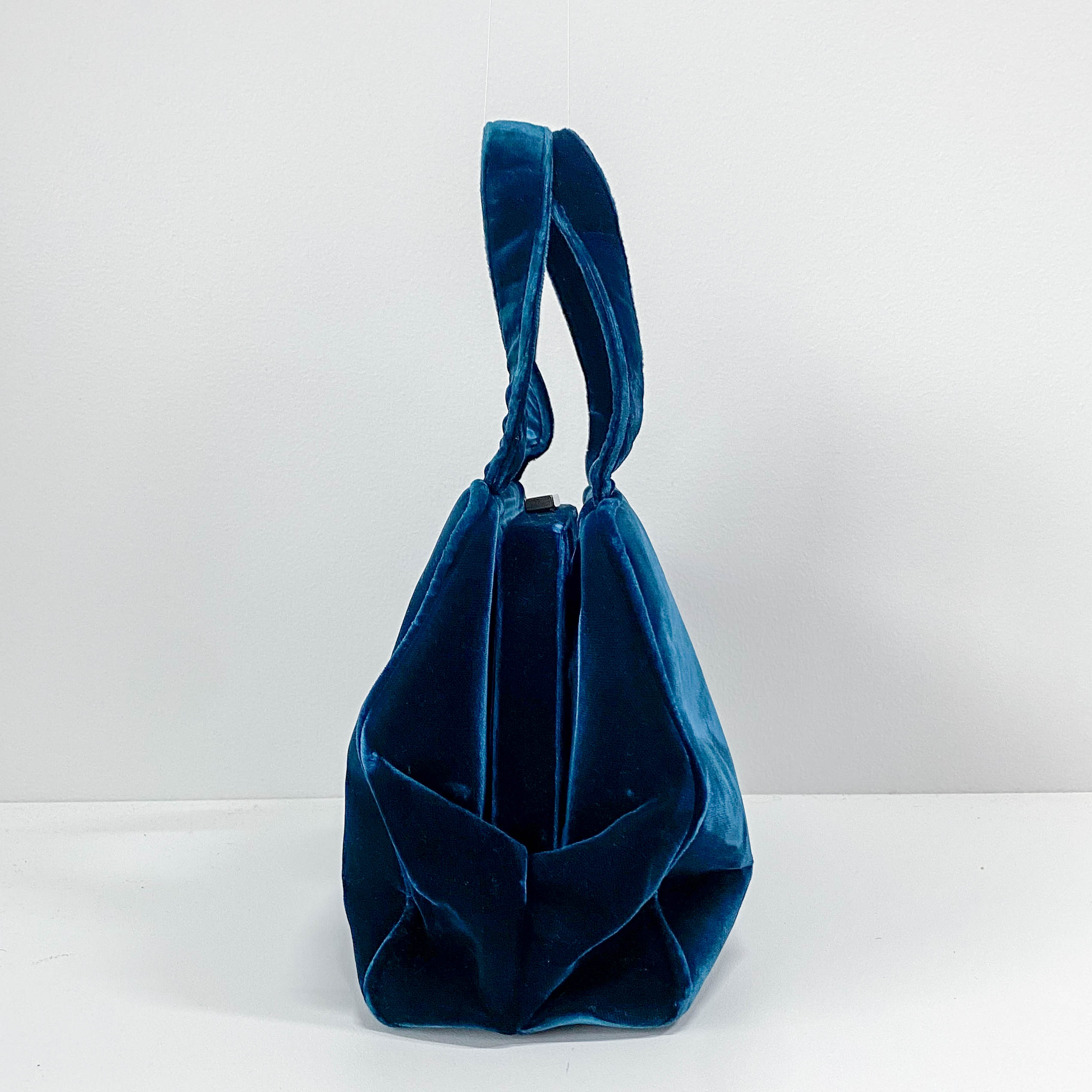 Green Velvet Top Handle Bag