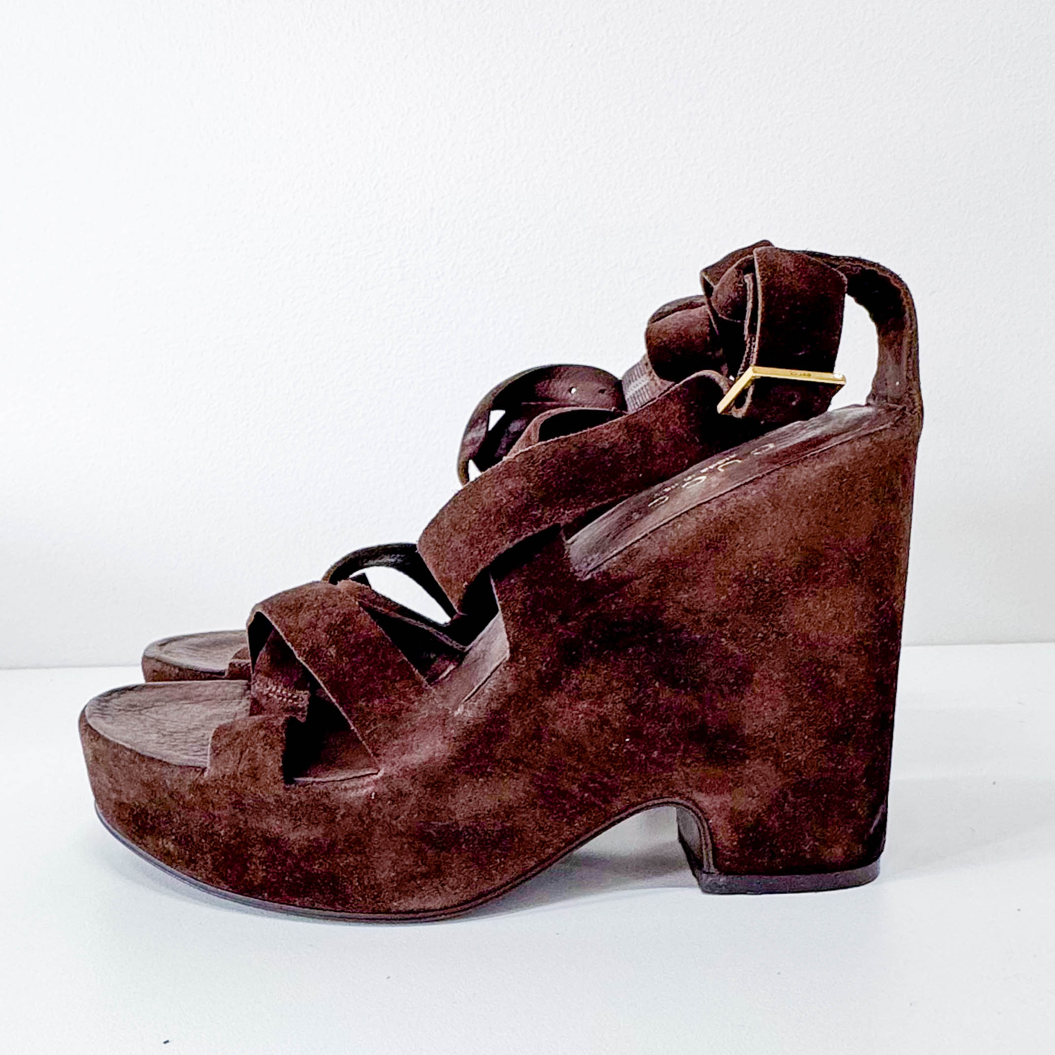 Suede Brown Sandals 37