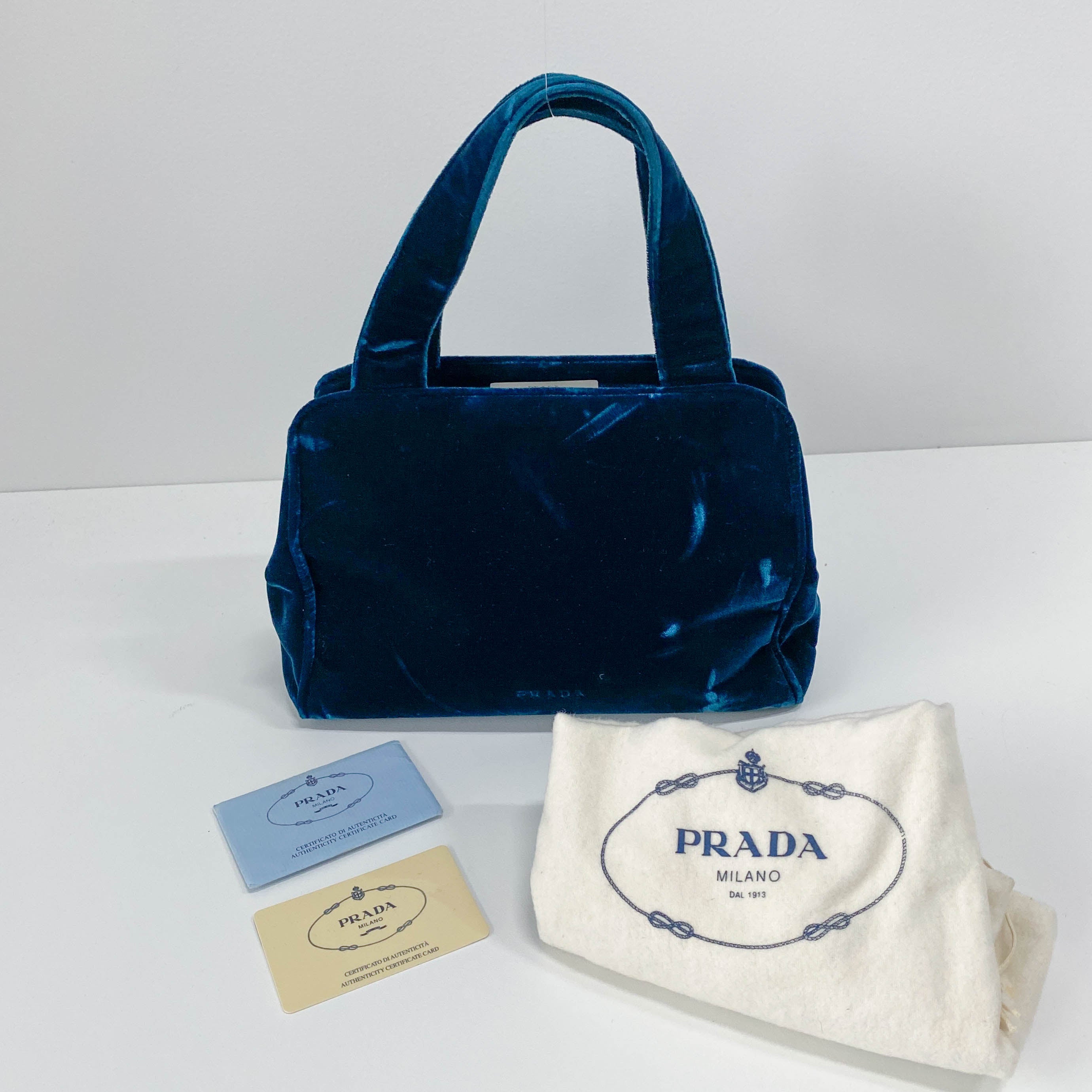 Green Velvet Top Handle Bag