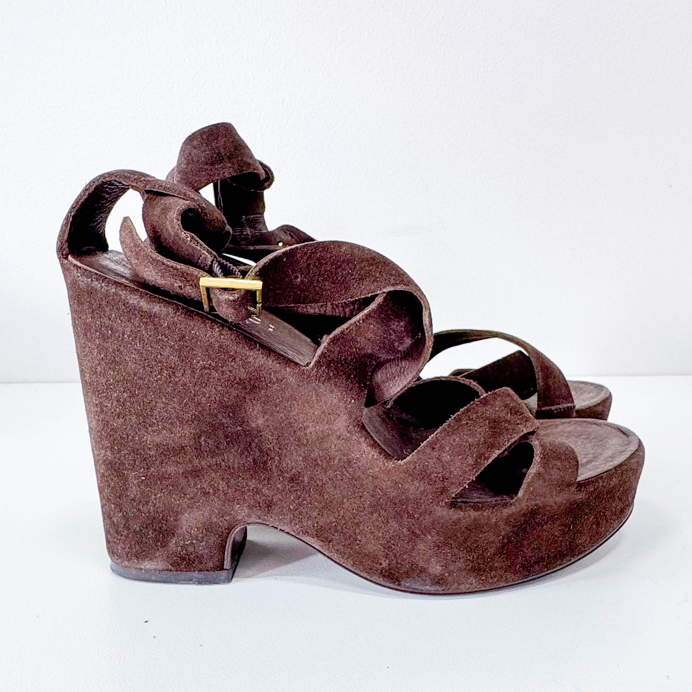 Suede Brown Sandals 37