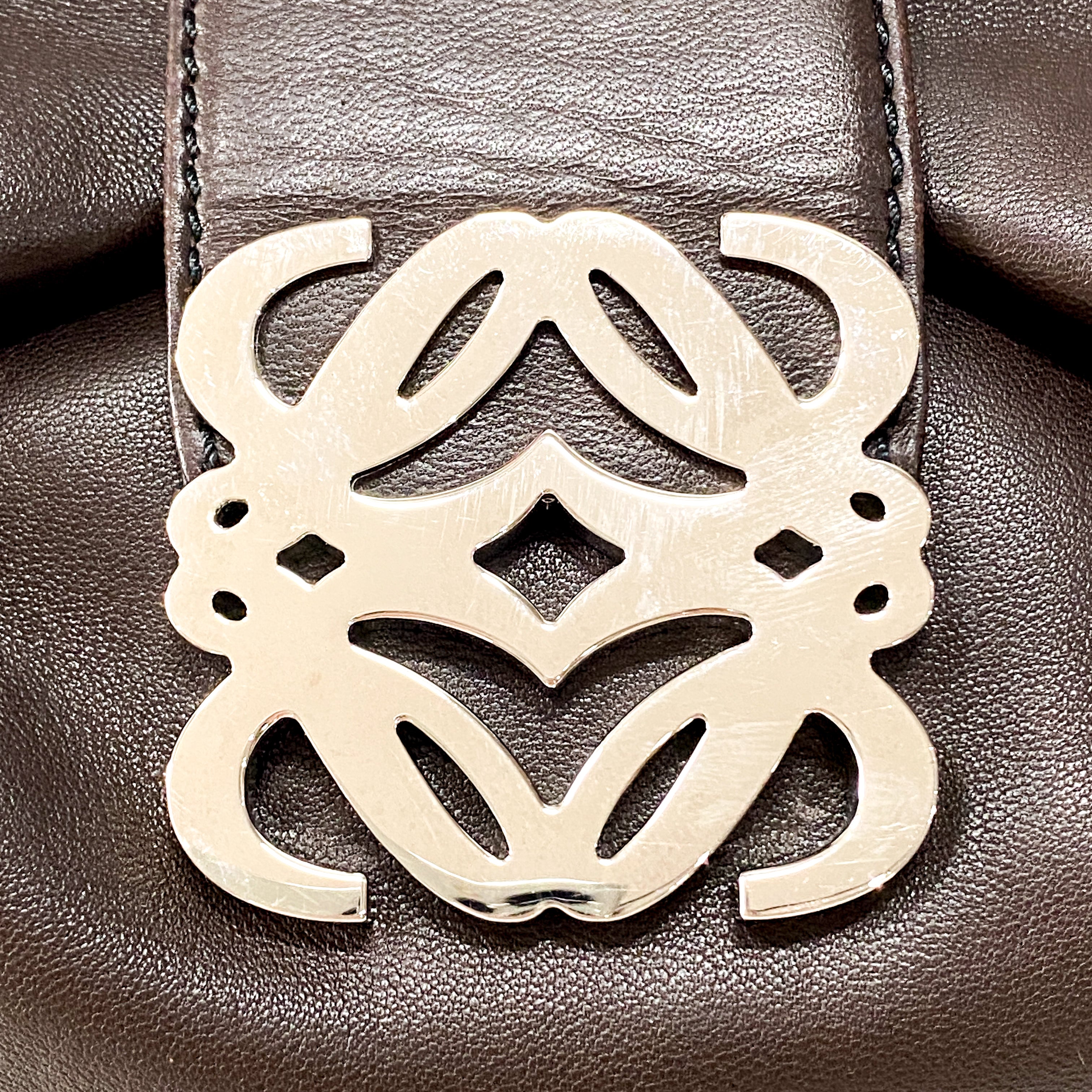 Anagram Brown Leather Shoulder Bag