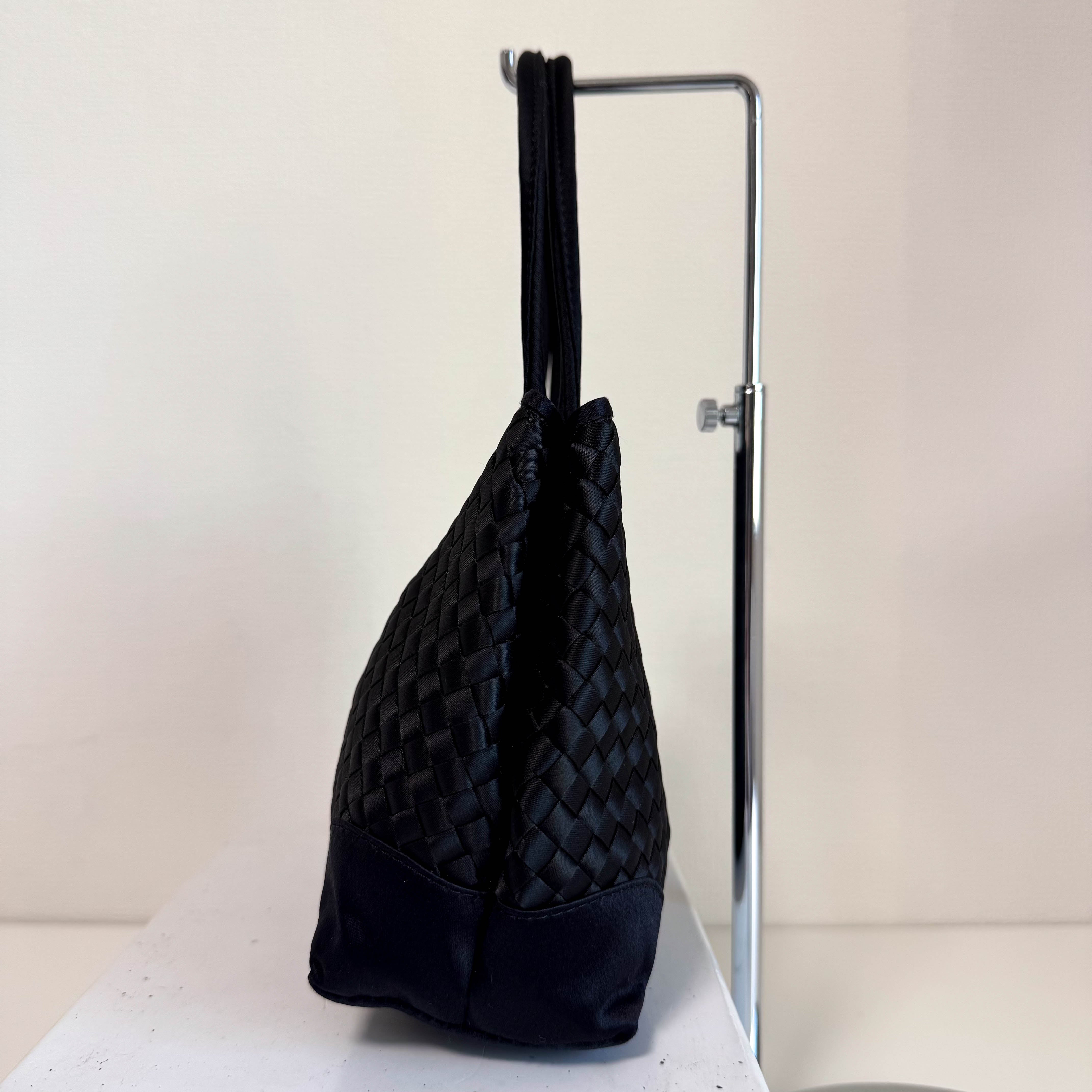 Intrecciato Satin Black Mini Handbag