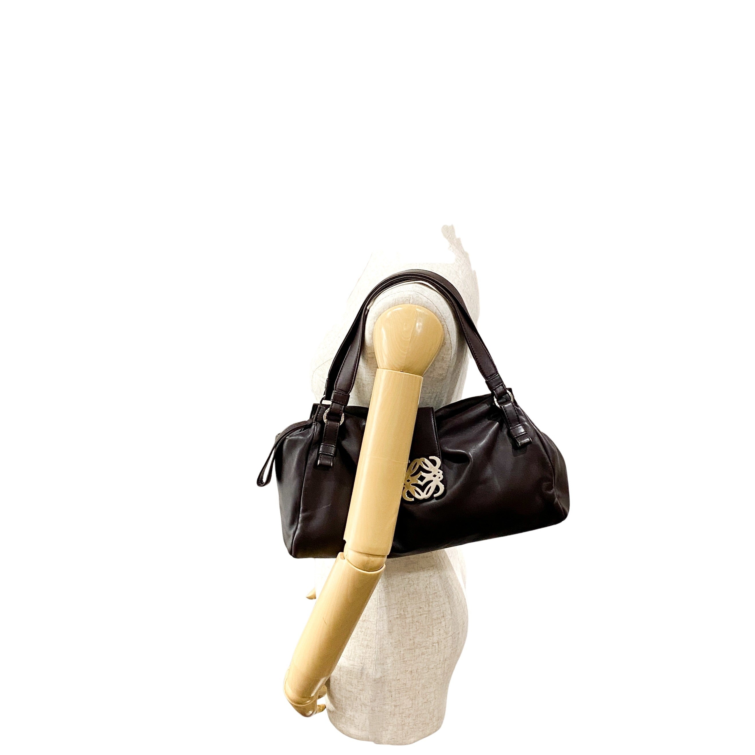 Anagram Brown Leather Shoulder Bag