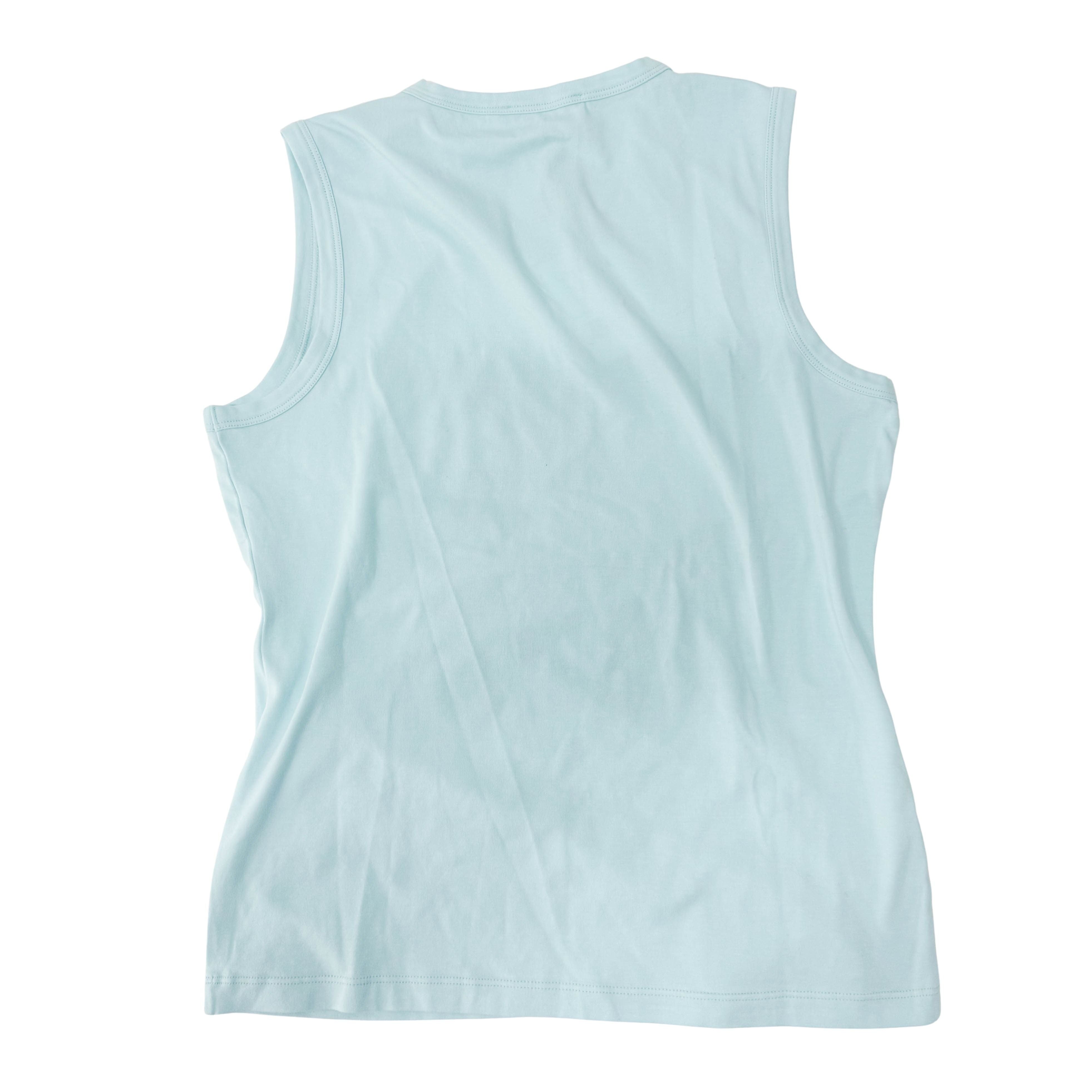 Tank Top Blue Cotton Rhinestones Logo