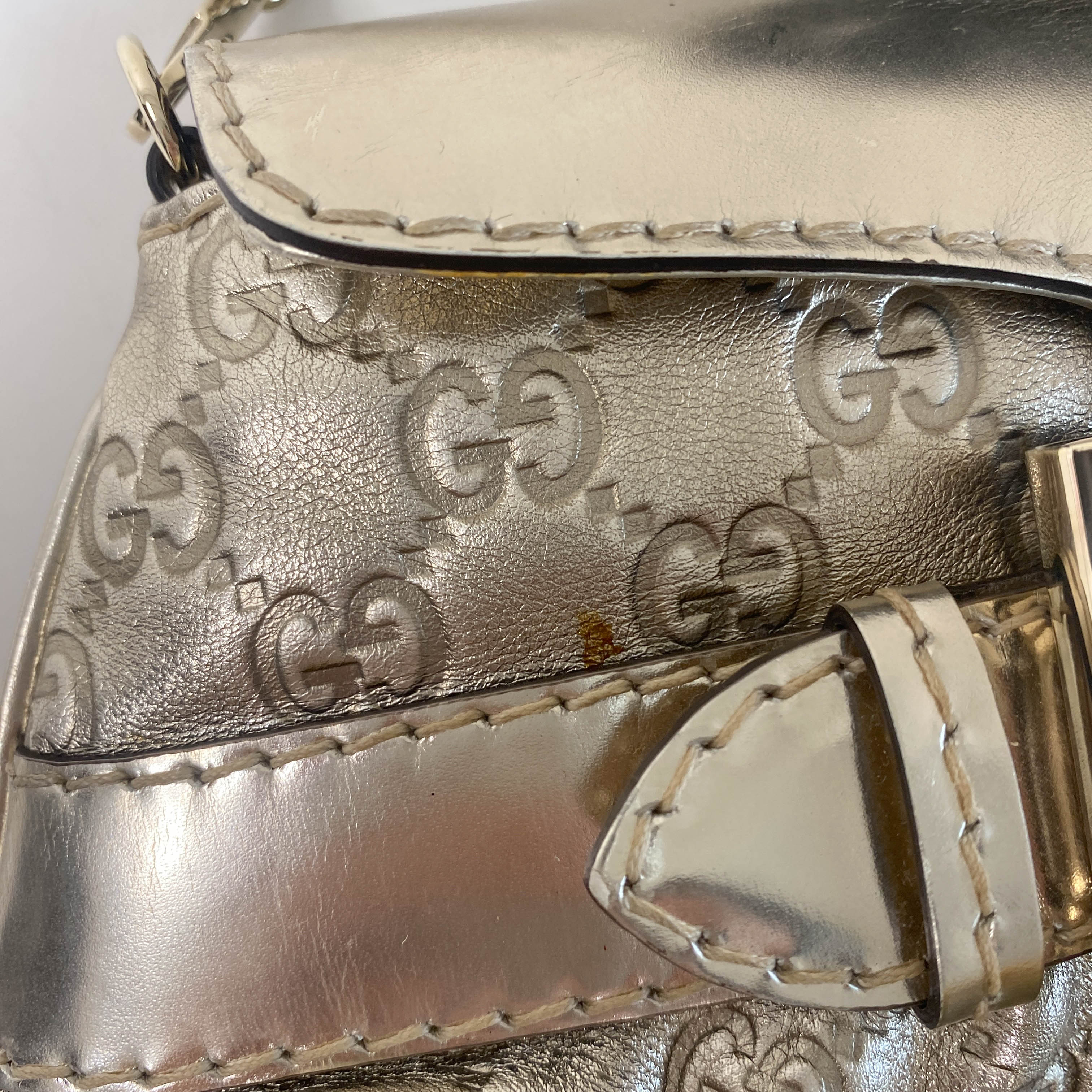 Guccisima Gold Leather Chain Shoulder Bag