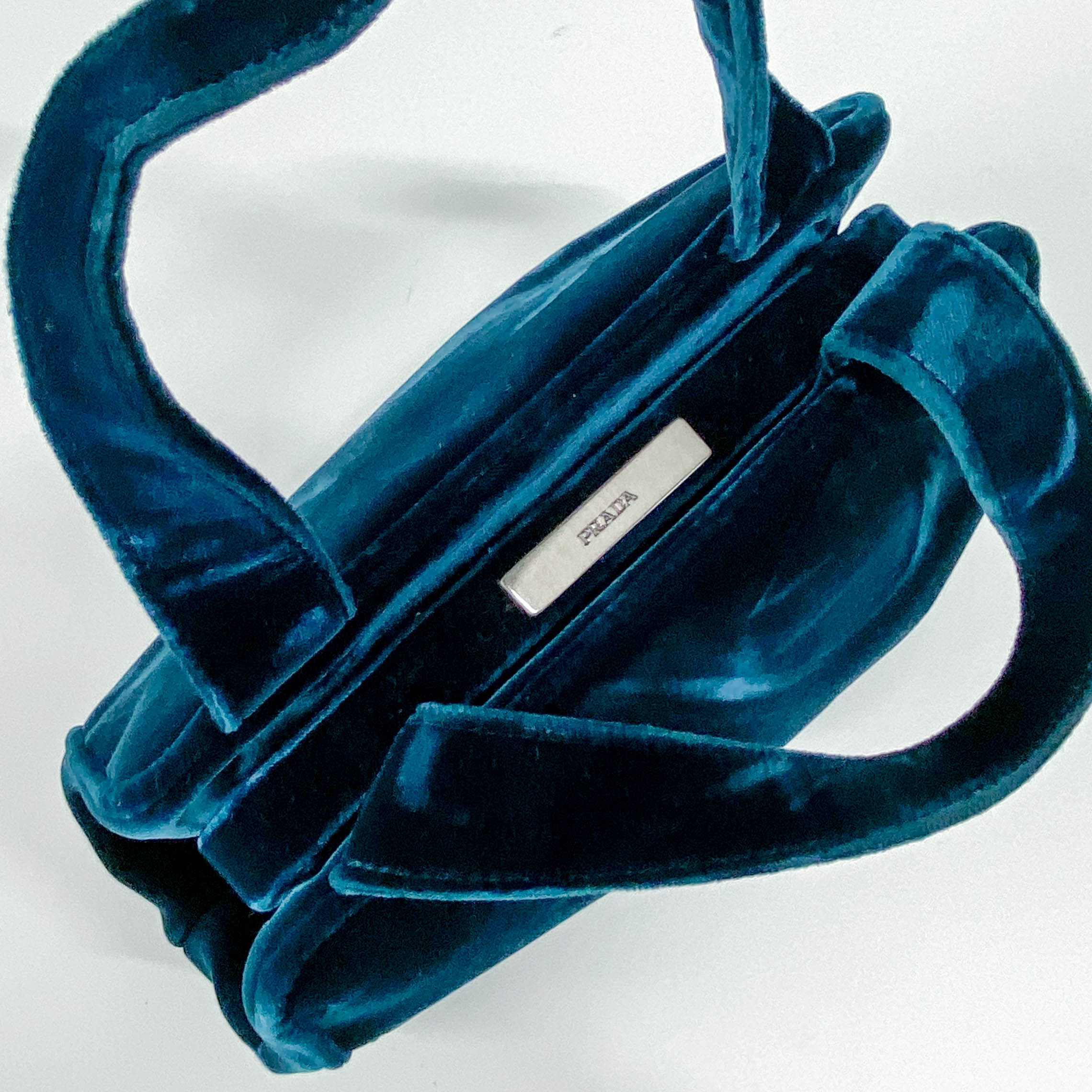 Green Velvet Top Handle Bag