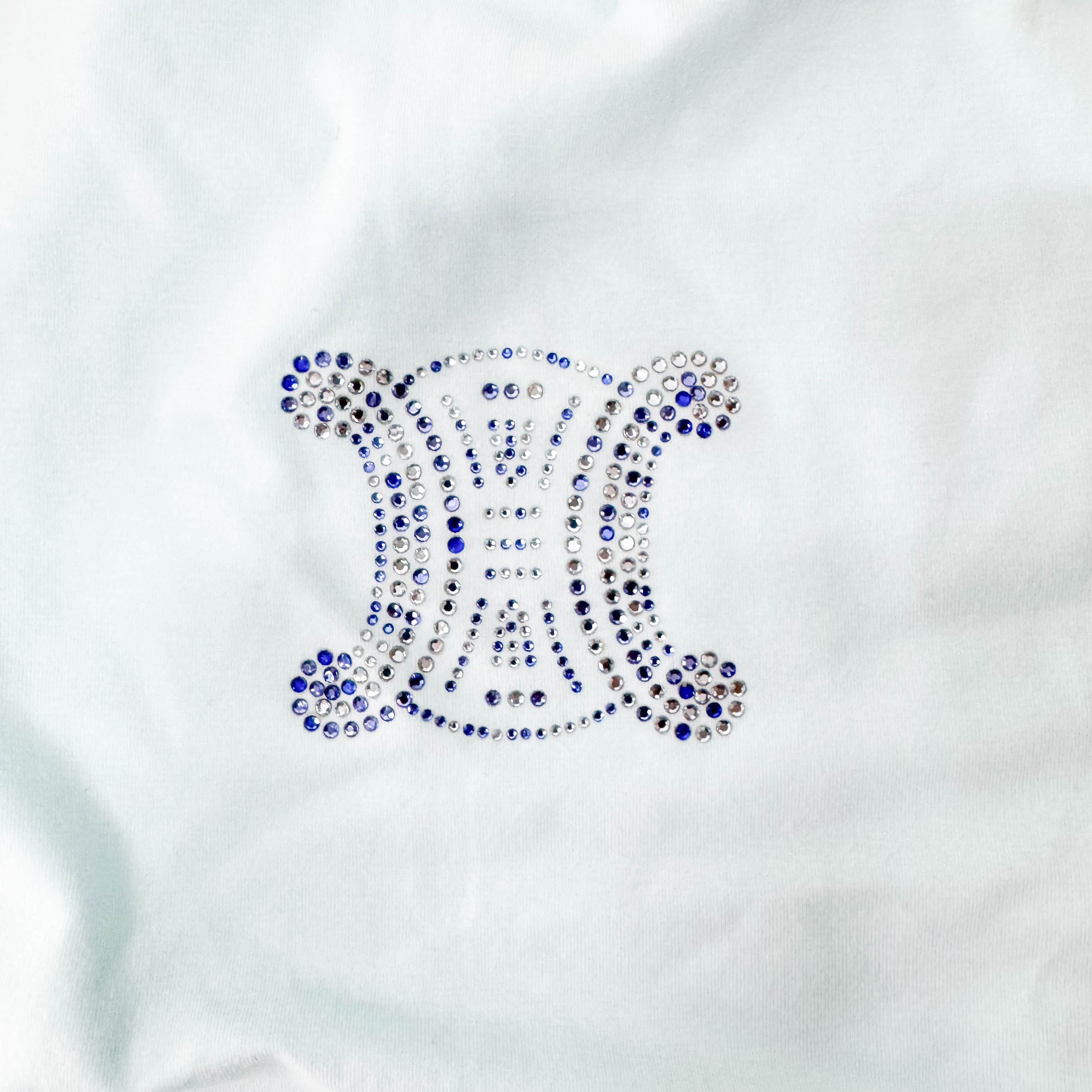Tank Top Blue Cotton Rhinestones Logo