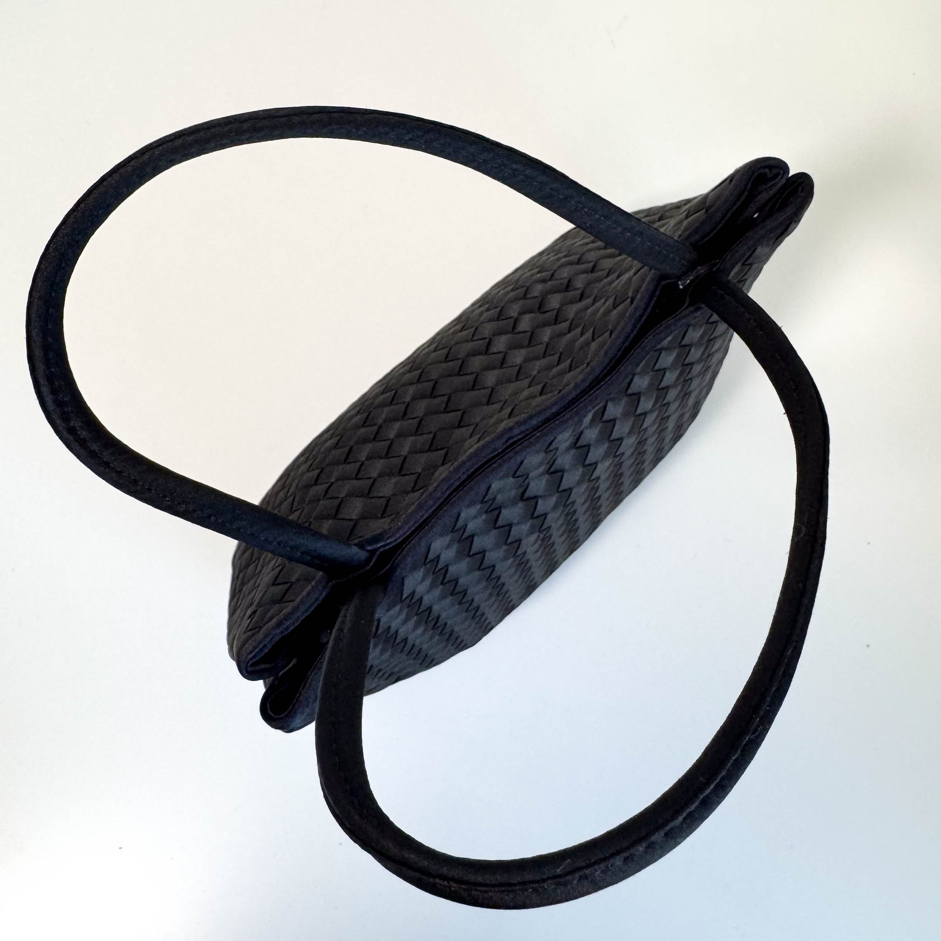 Intrecciato Satin Black Mini Handbag