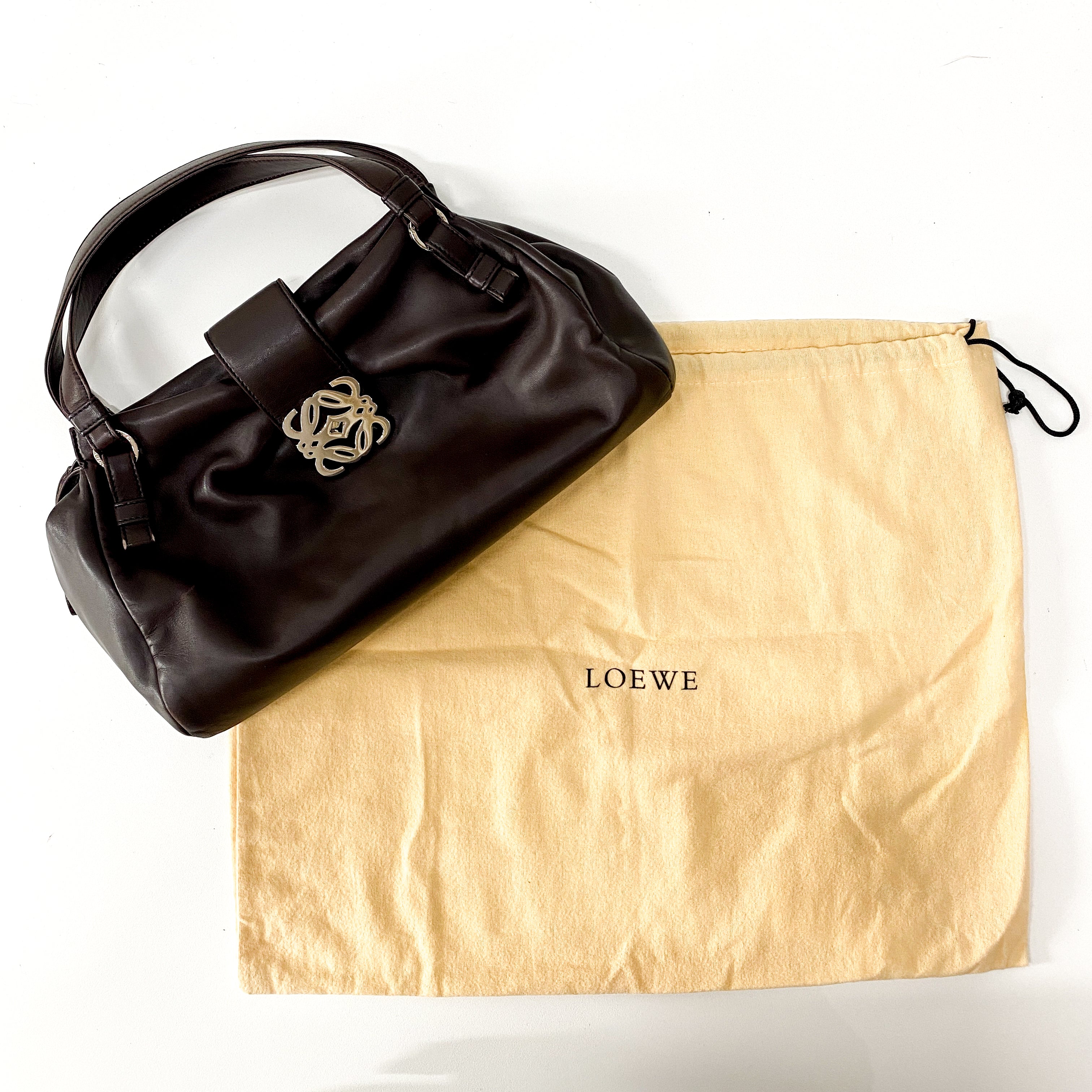 Anagram Brown Leather Shoulder Bag