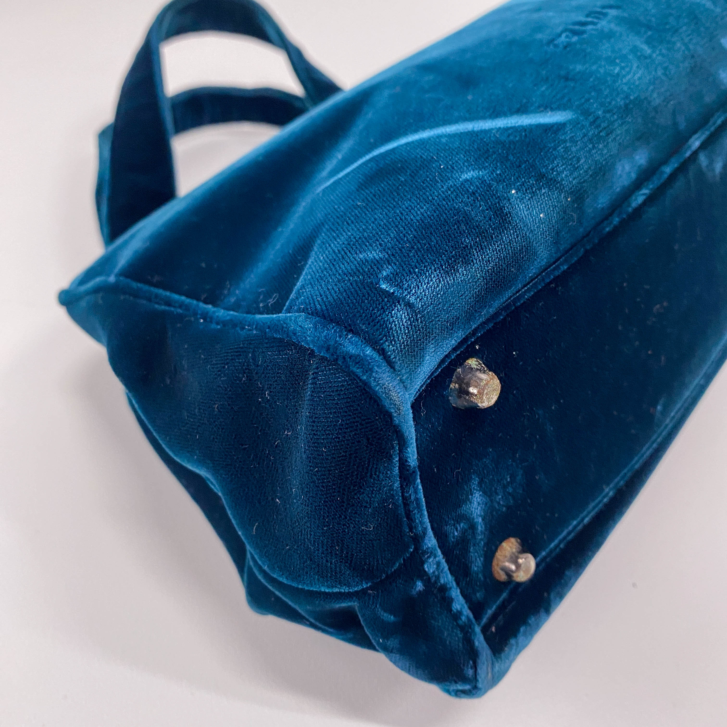 Green Velvet Top Handle Bag