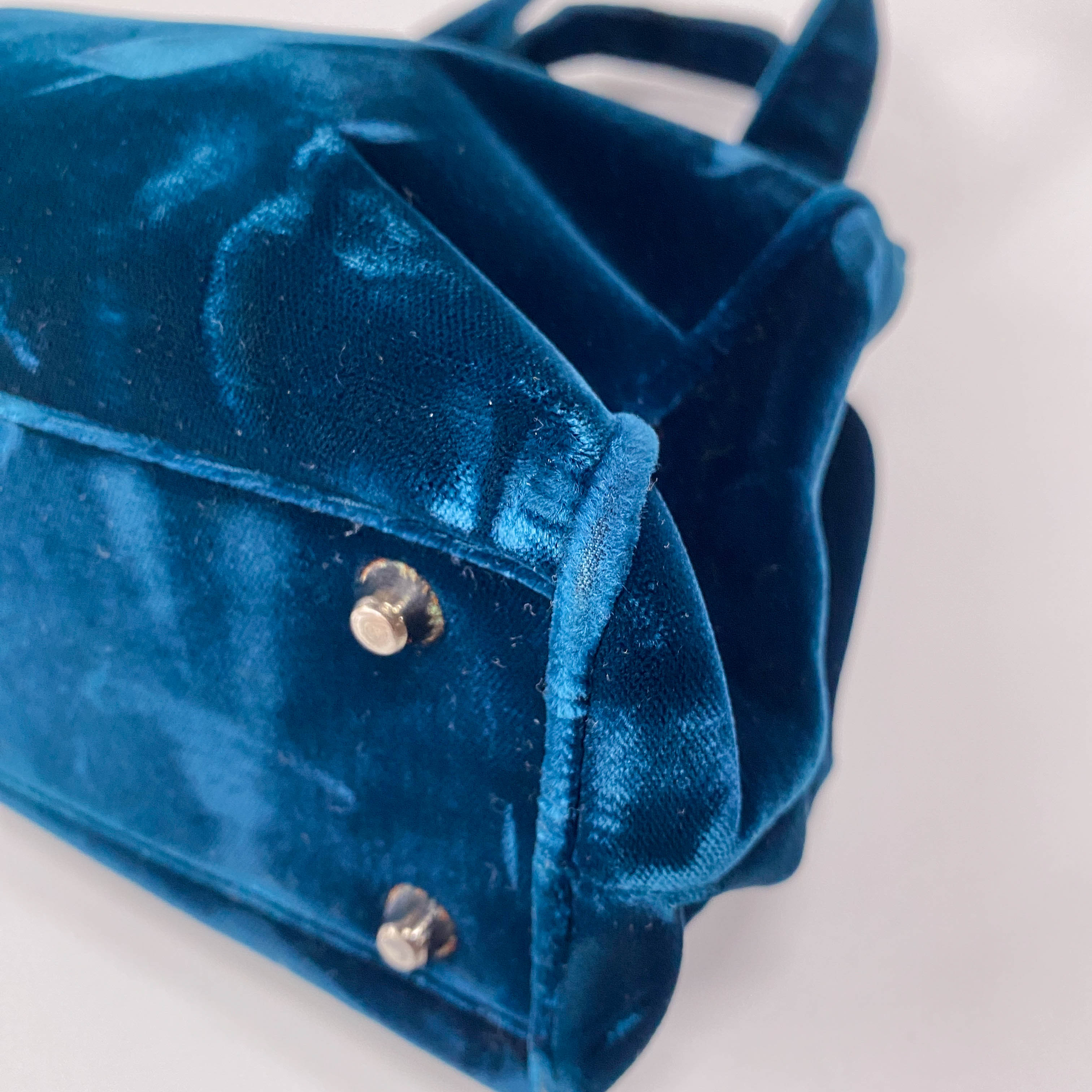 Green Velvet Top Handle Bag