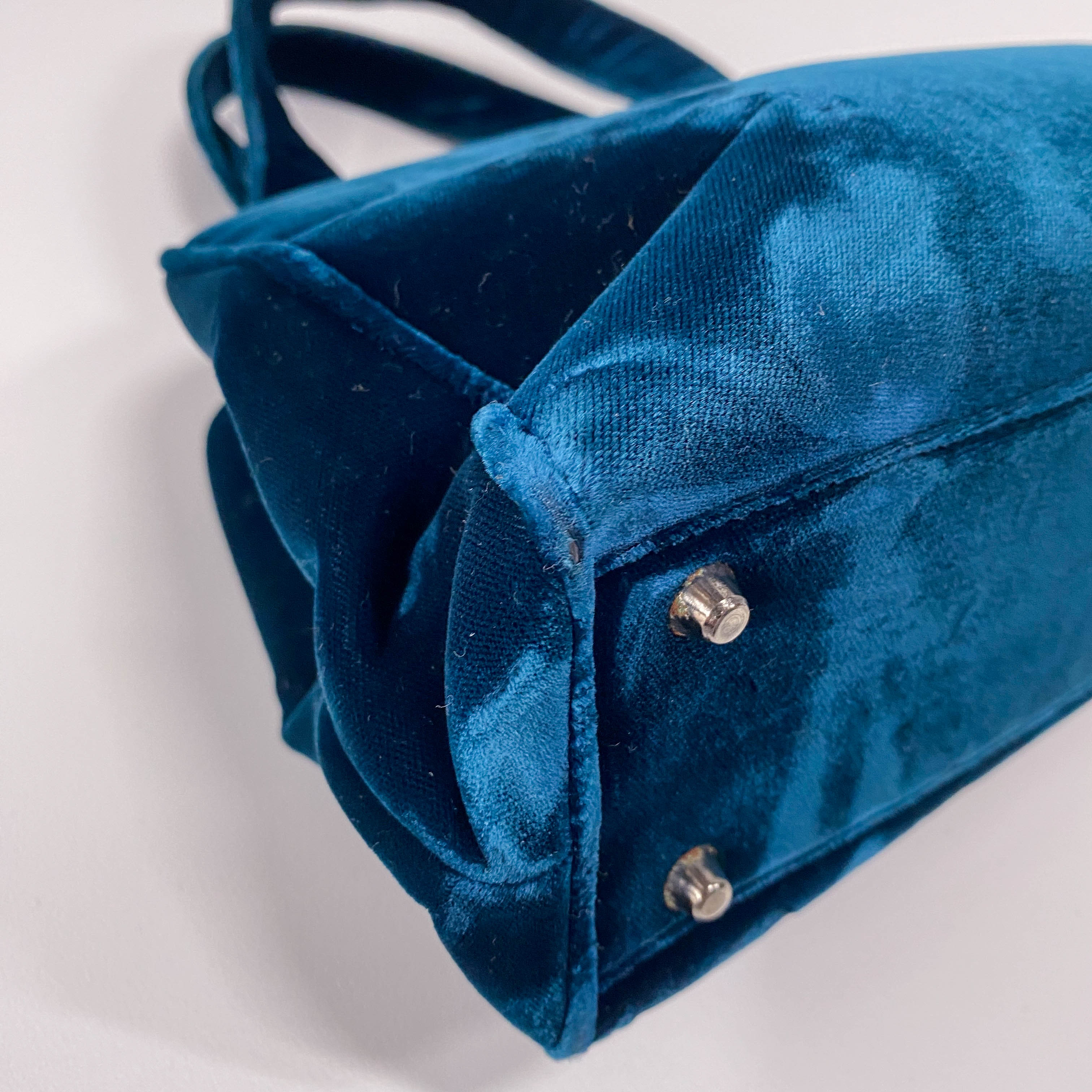 Green Velvet Top Handle Bag