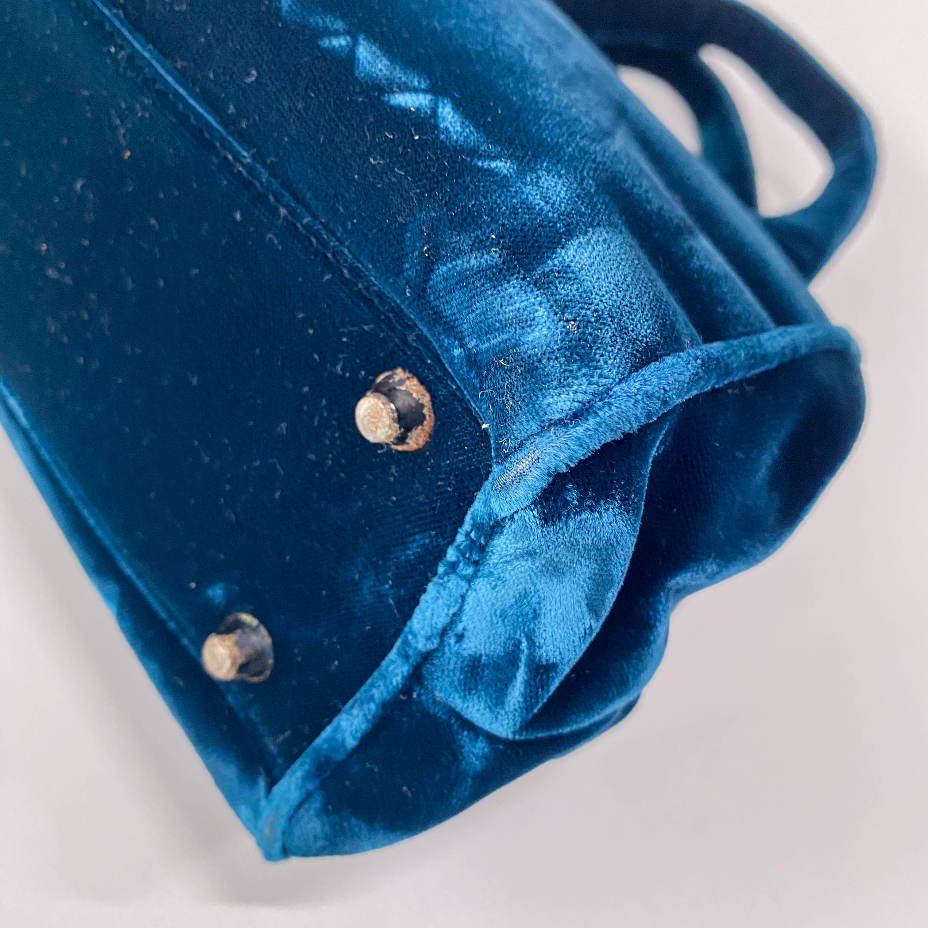 Green Velvet Top Handle Bag