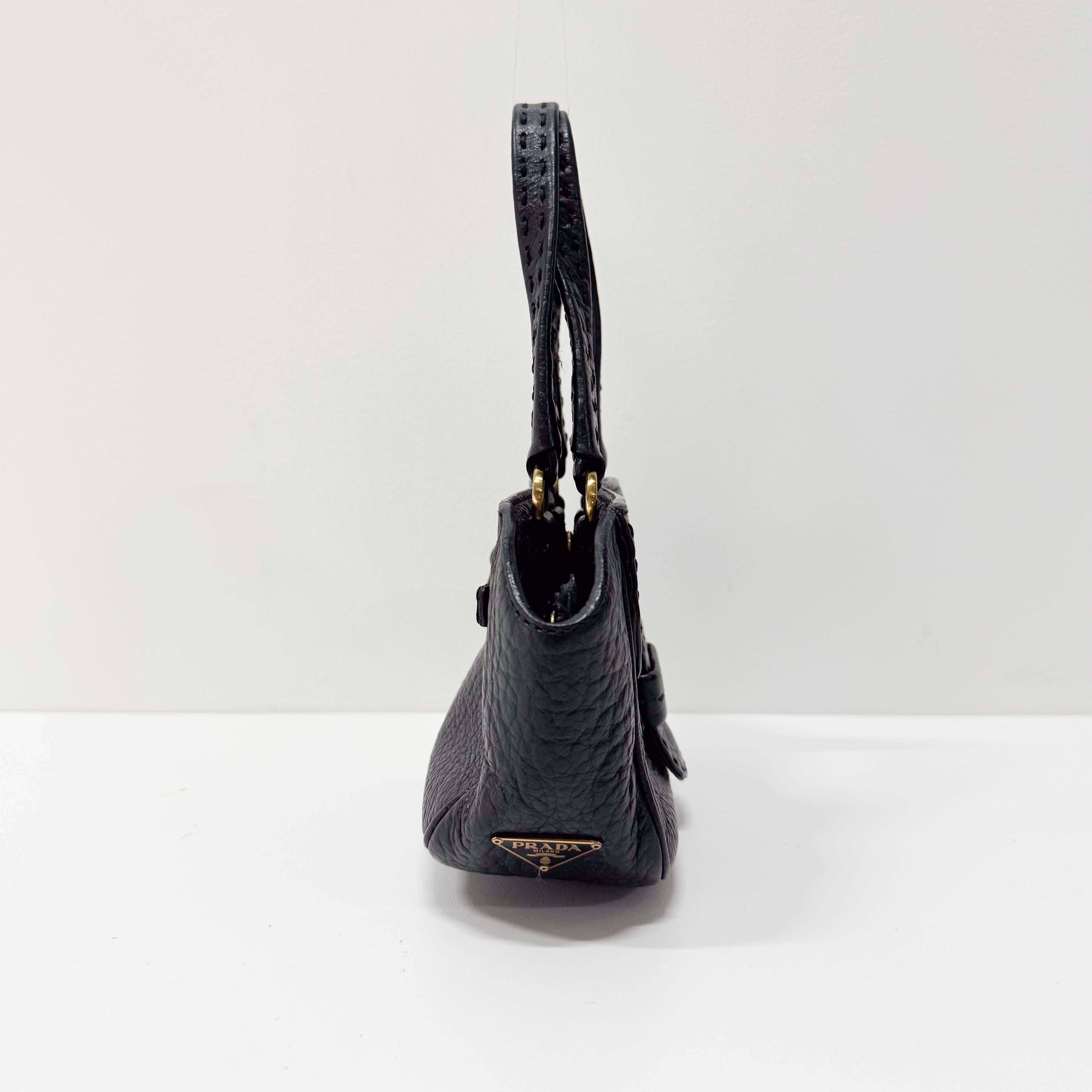 Mini Black Grain Calfskin Leather Handbag