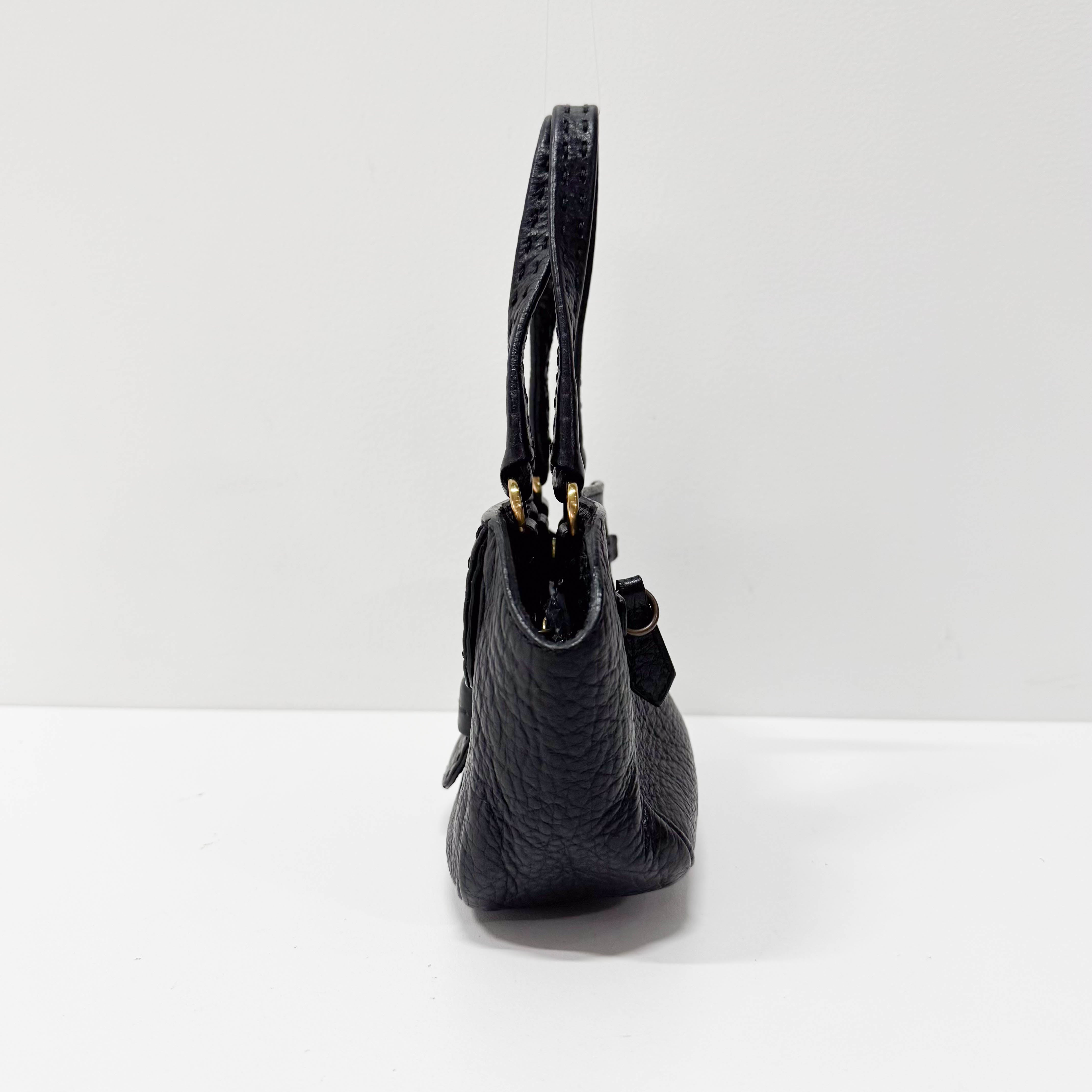 Mini Black Grain Calfskin Leather Handbag