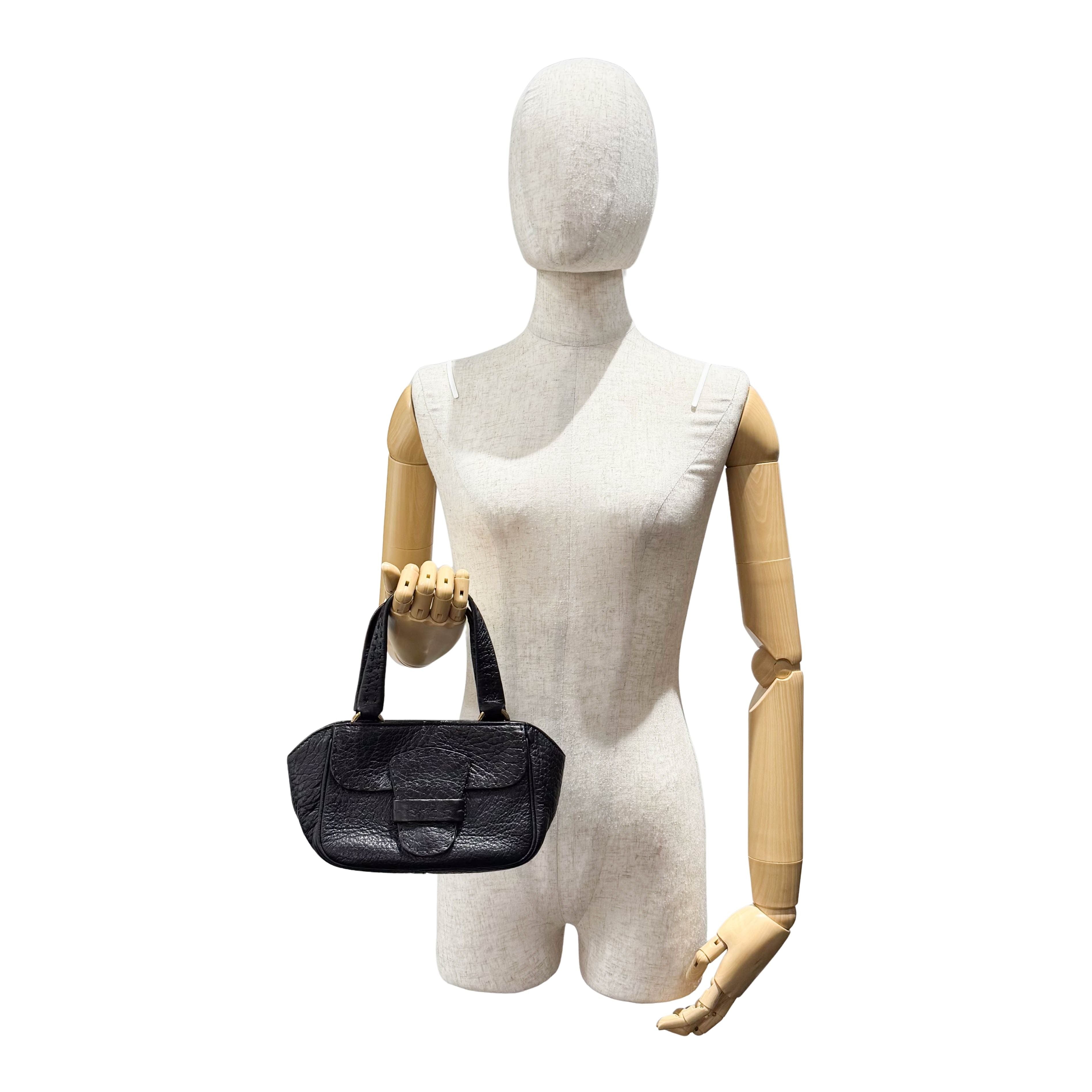 Mini Black Grain Calfskin Leather Handbag