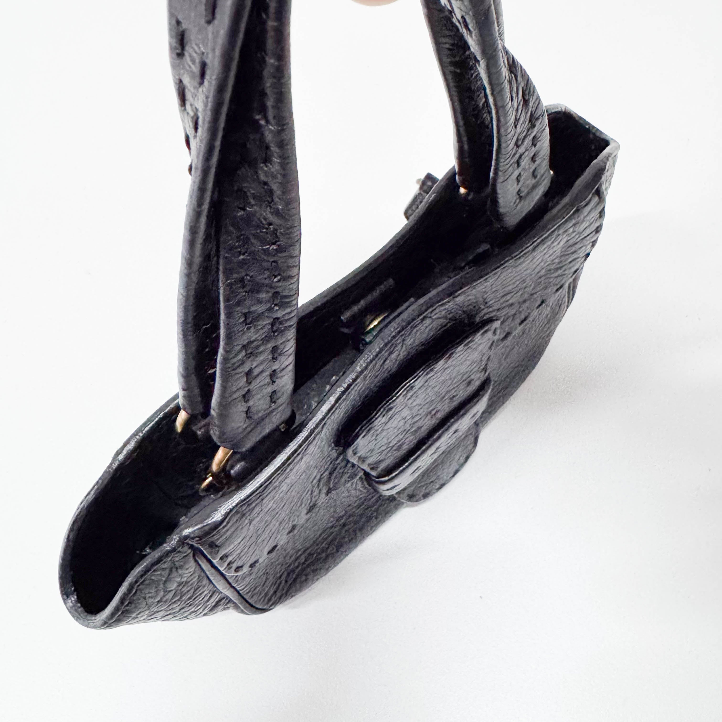 Mini Black Grain Calfskin Leather Handbag