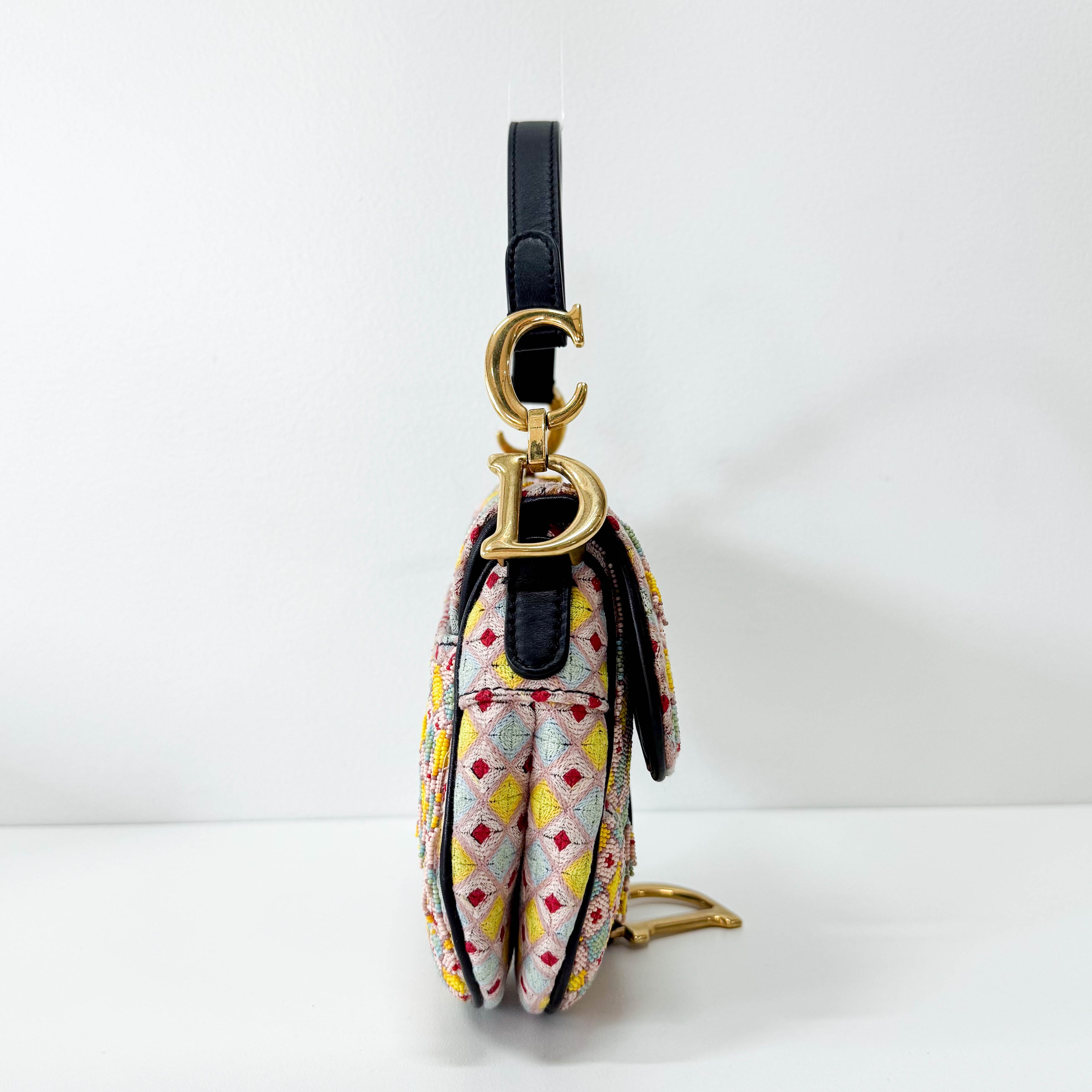 Multicolor Beaded Tassel Mini Saddle Bag