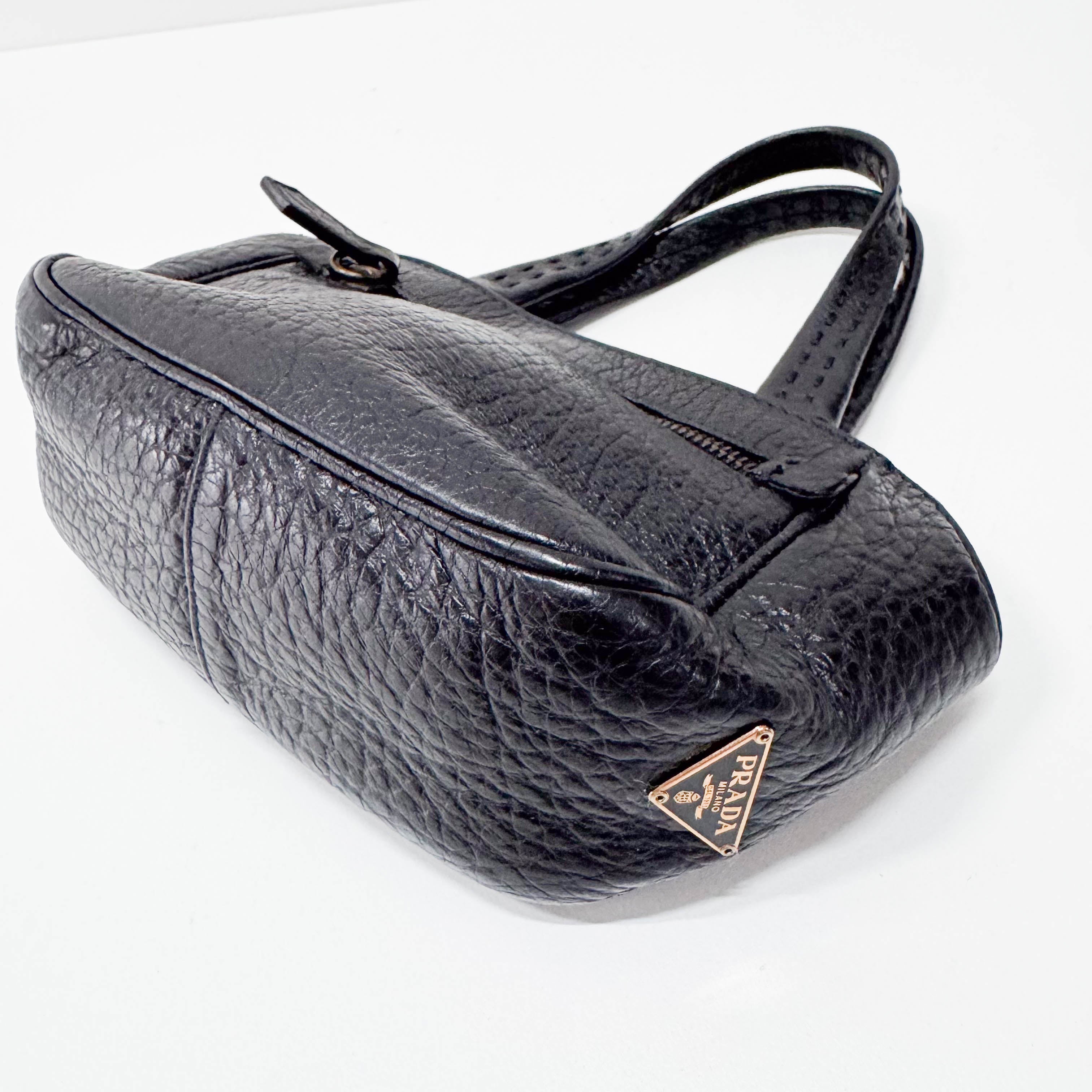 Mini Black Grain Calfskin Leather Handbag