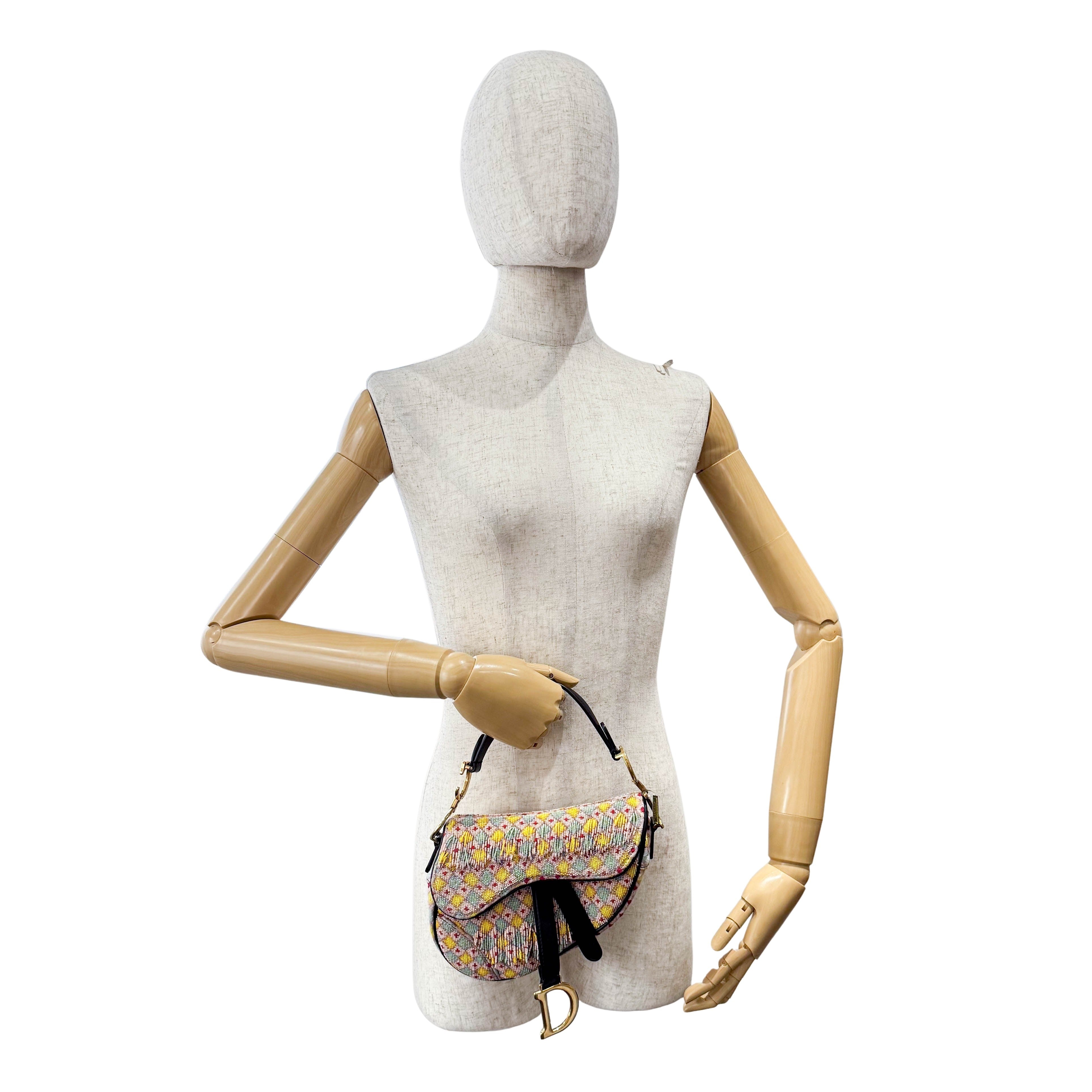 Multicolor Beaded Tassel Mini Saddle Bag